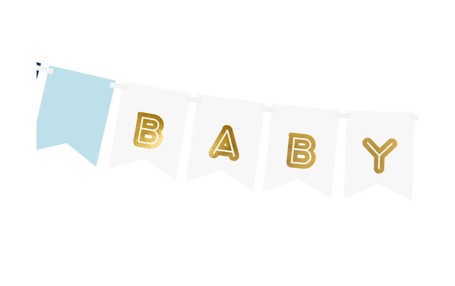 Partydeco Girlande Baby Boy 1.6 m, Blau/Gold