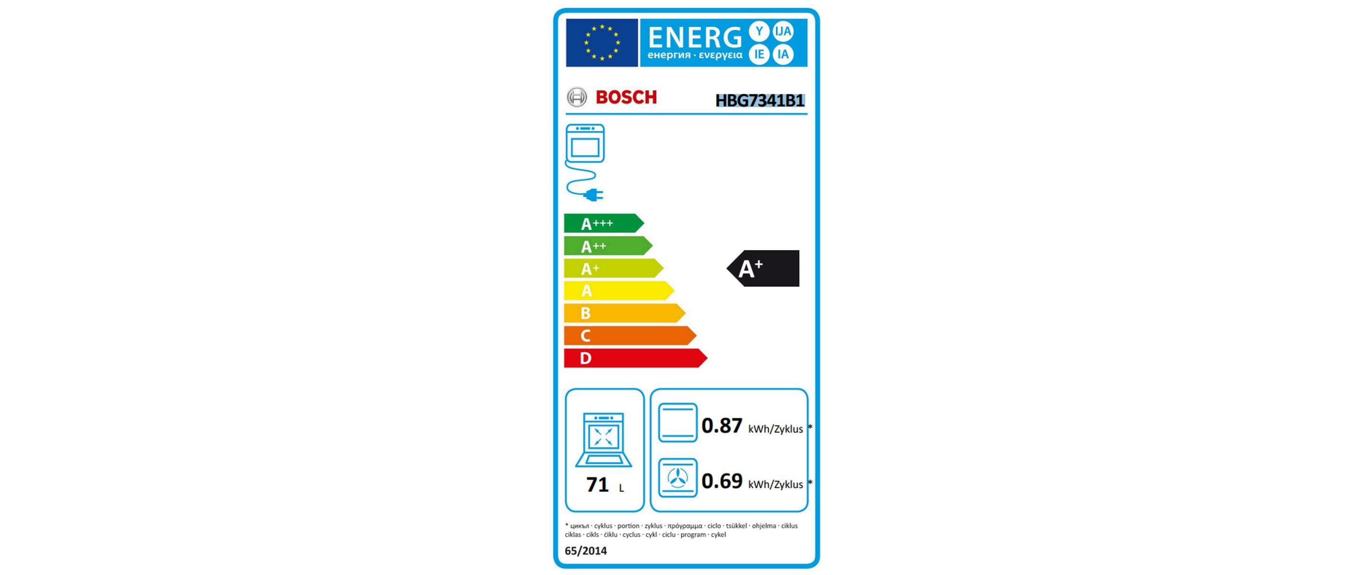 Bosch Einbaubackofen HBG7341B1 Schwarz A+