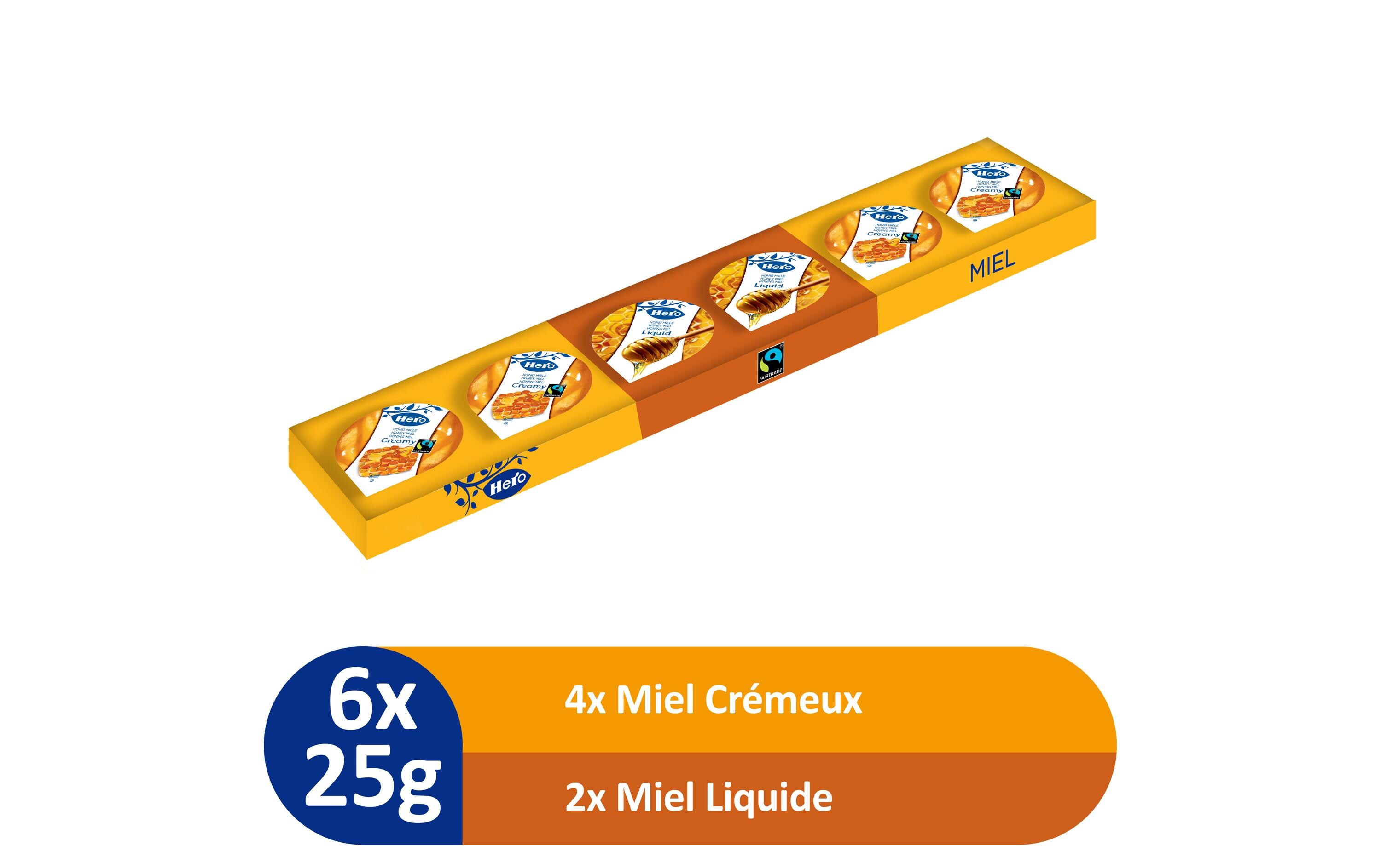 Hero Portionen Blütenhonig flüssig und crémig 6 x 25 g