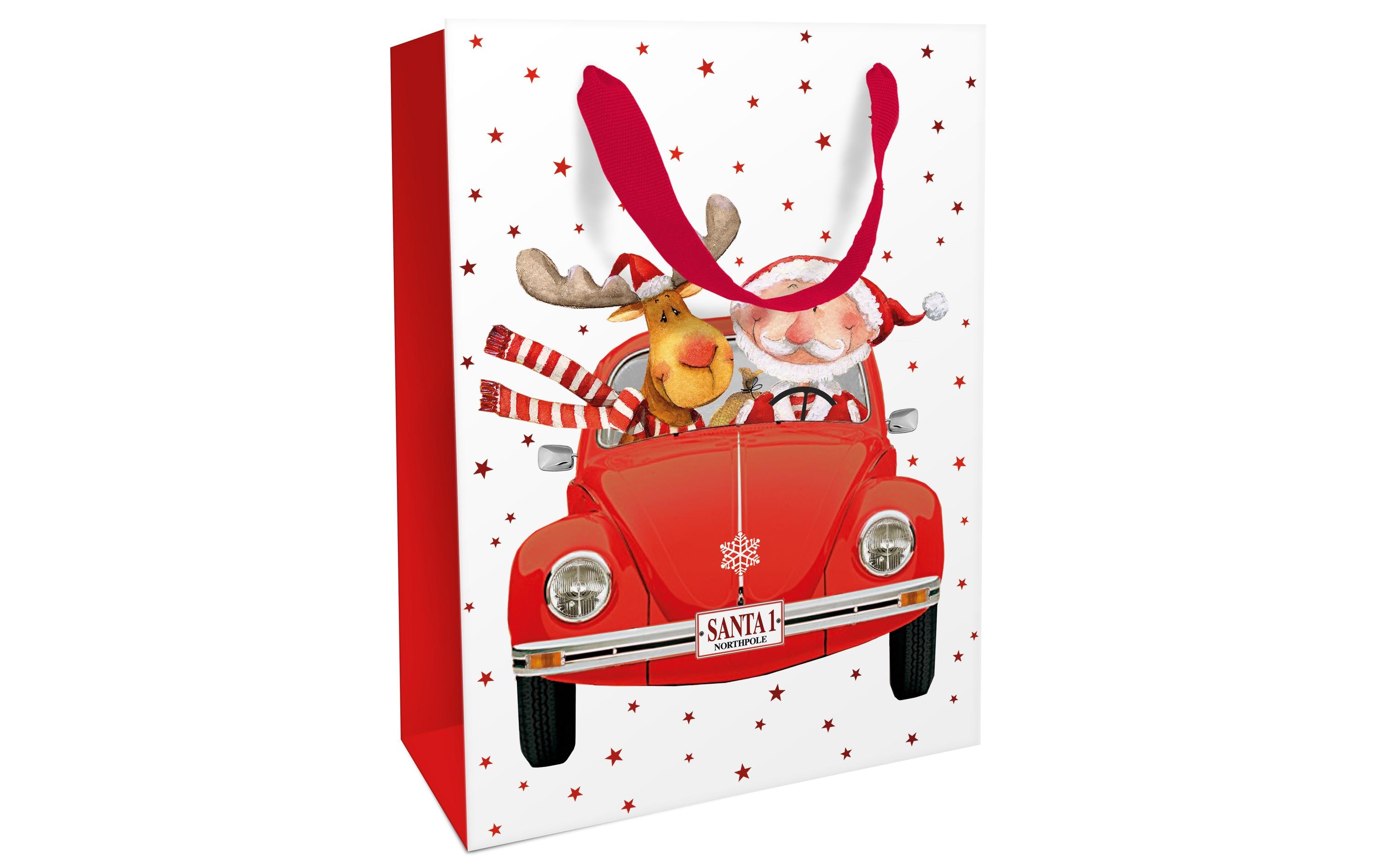 Braun + Company Geschenktasche Santa's Red Car 26 x 36 x 13 cm