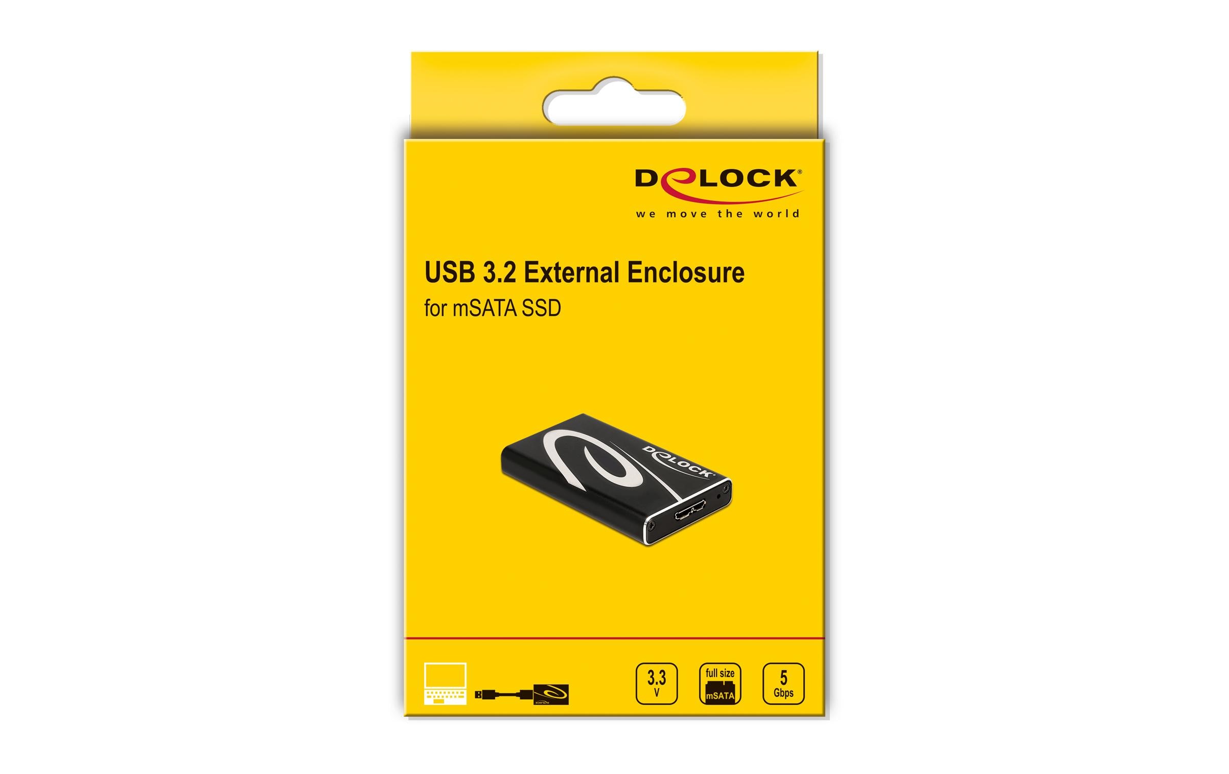 Delock Externes Gehäuse SuperSpeed USB für mSATA