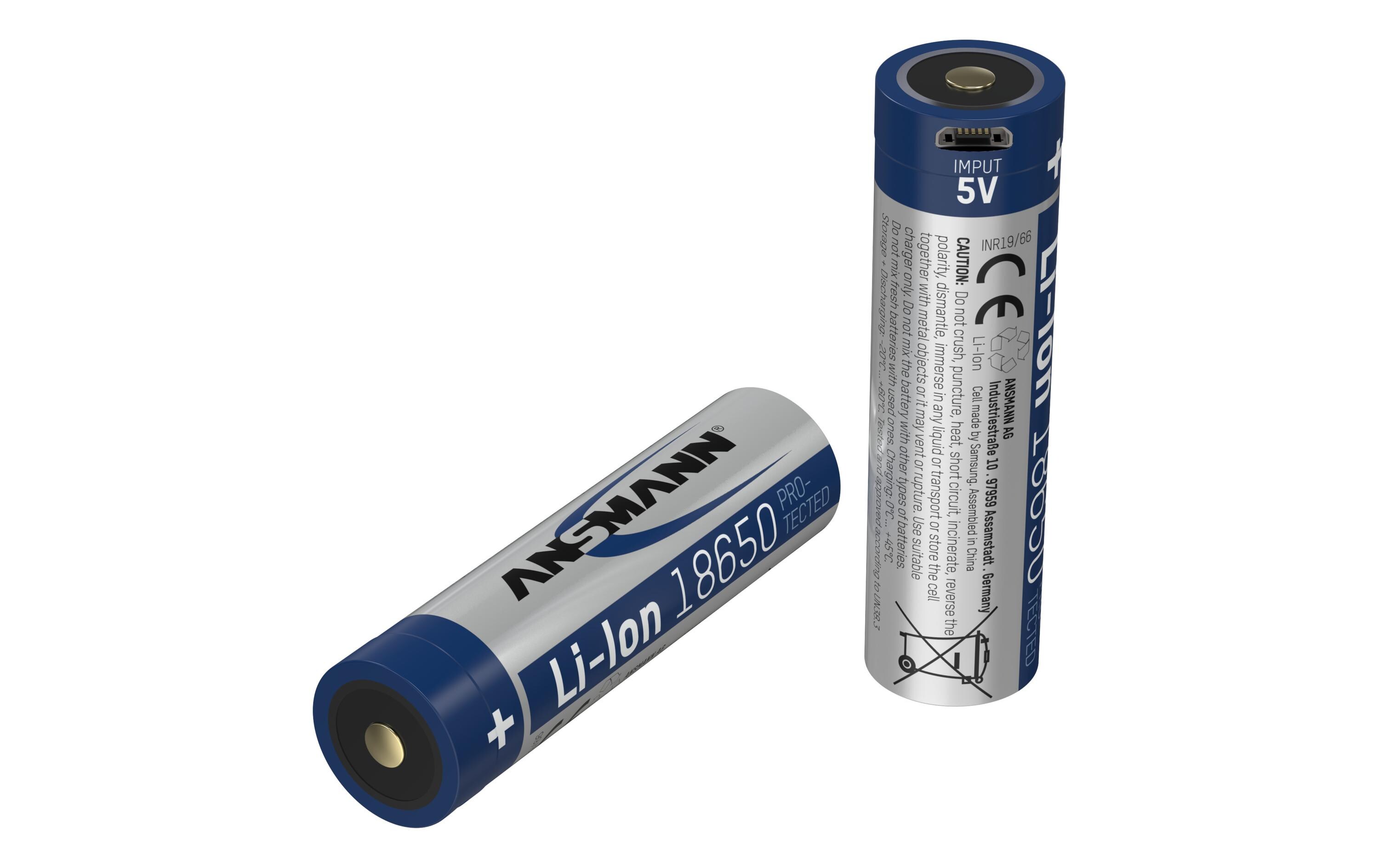 Ansmann Akku 18650 Typ 3400 3250 mAh mit Micro-USB Ladebuchse