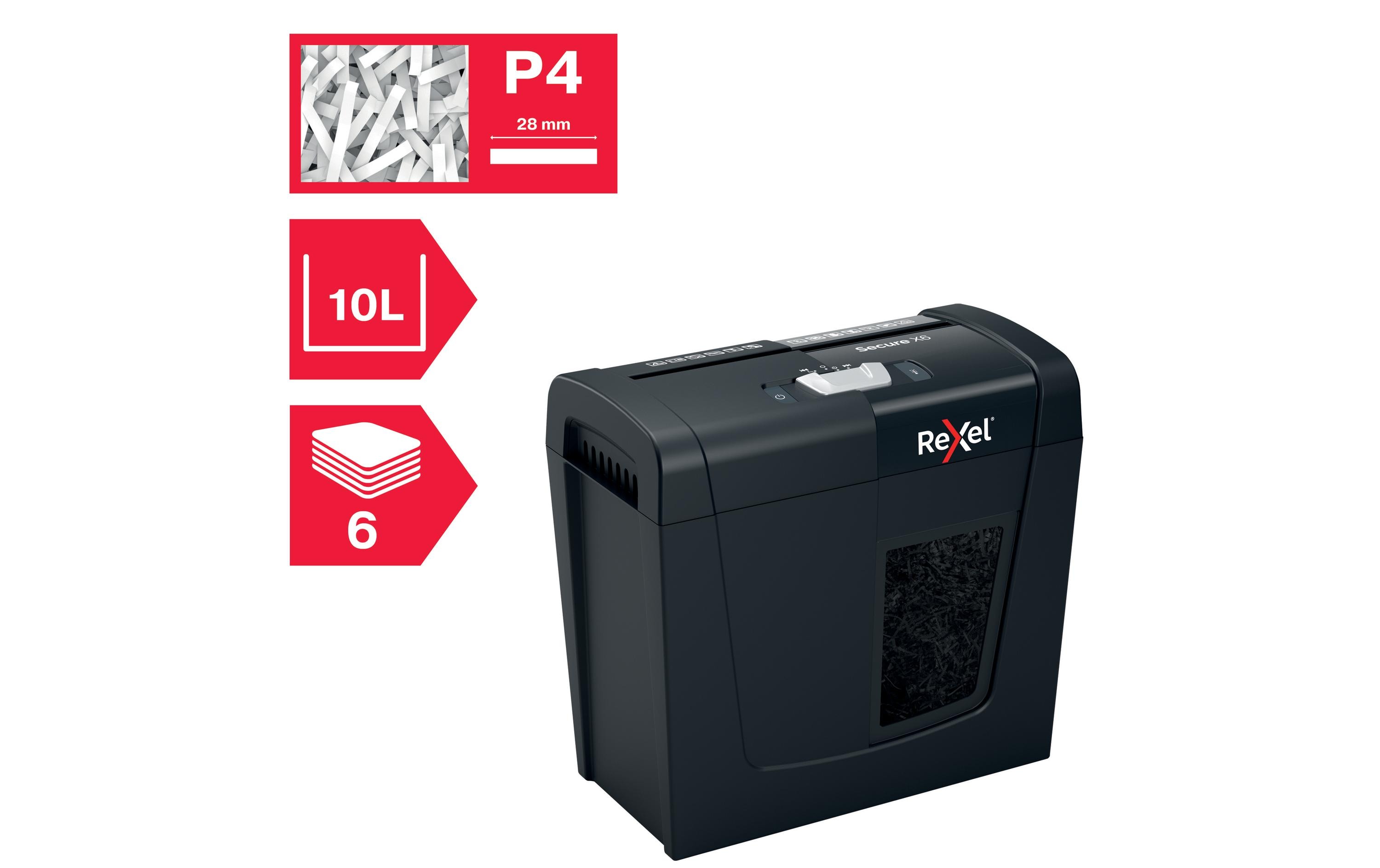 Rexel Aktenvernichter Secure X6 P-4, 6 Seiten