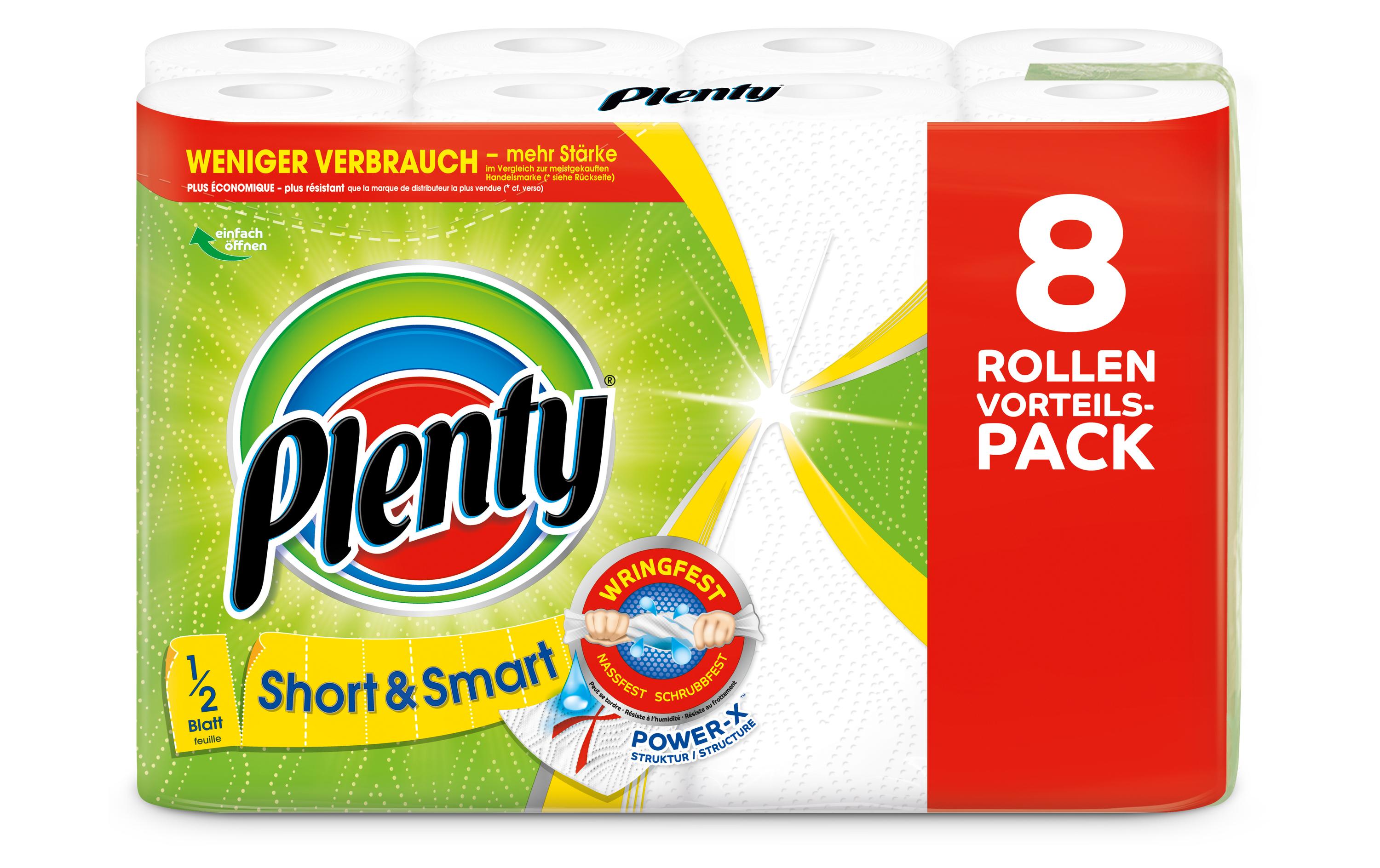 Plenty Haushaltspapier Short & Smart 8 Rollen à 74 Blatt