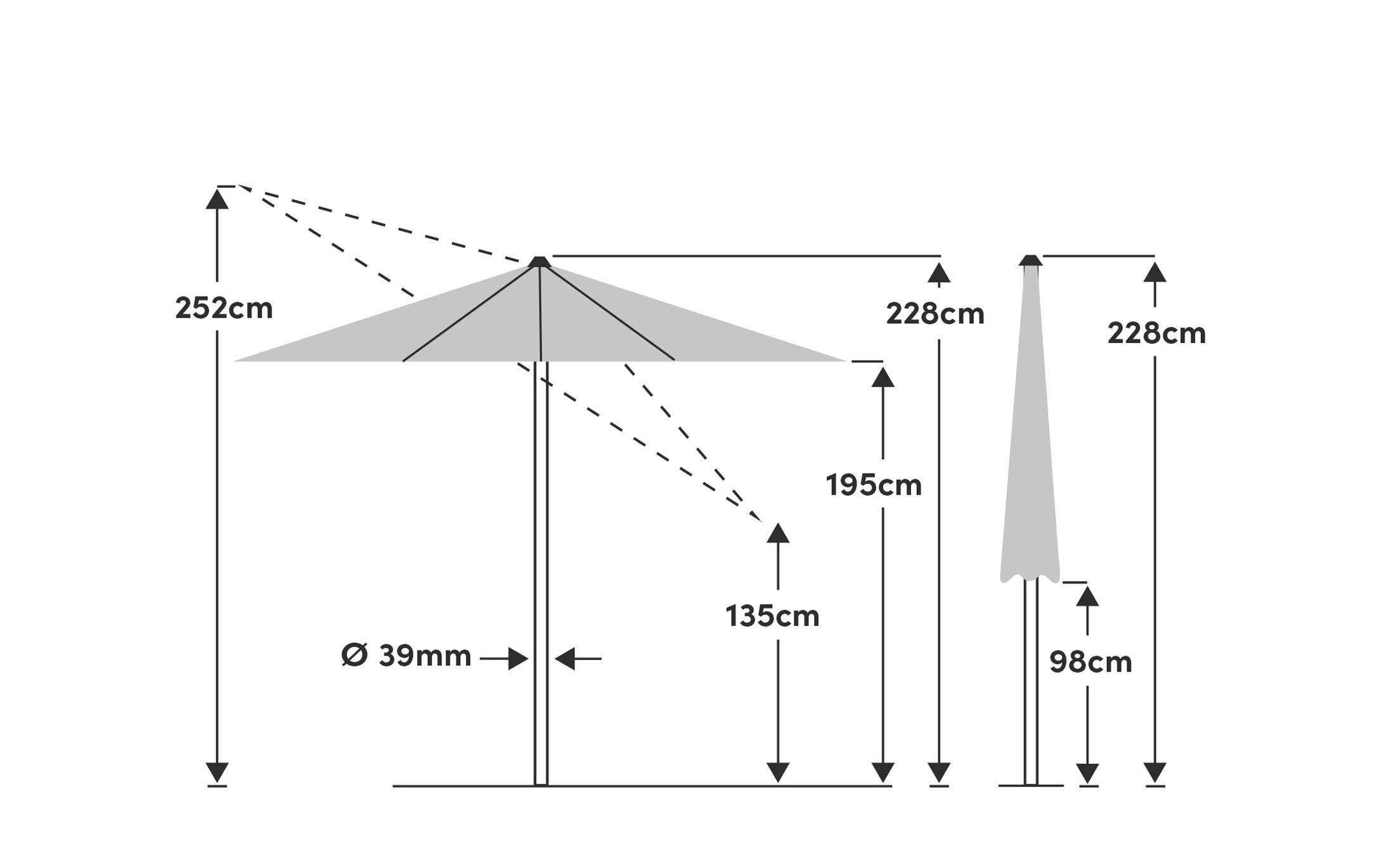 Suncomfort by Glatz Sonnenschirm Slide Ø 250 cm, Sand White