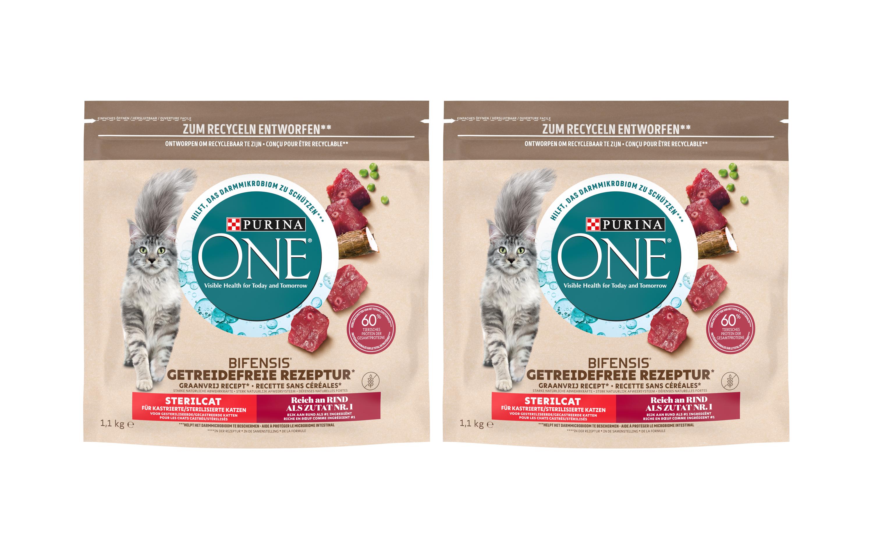 Purina ONE Trockenfutter Grain Free Adult Rind, 2 x 1.1 kg