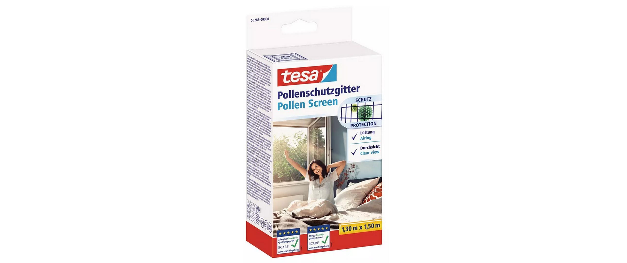 tesa Pollenschutz -Set 130 cm x 150 cm, Anthrazit, 2er Pack