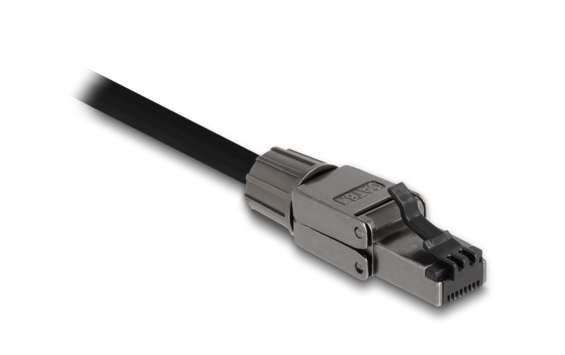 Delock Stecker RJ45 Cat.8.1 STP, werkzeugfrei 1 Stück, Grau