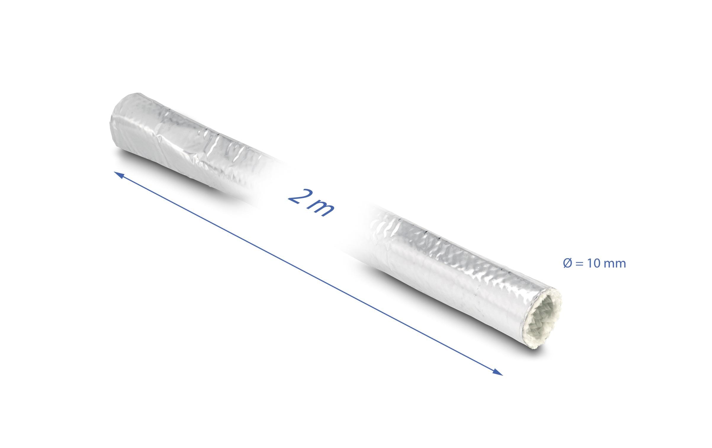 Delock Kabelschlauch aus Glasfasergeflecht / Alu 2 m x 10 mm Silber