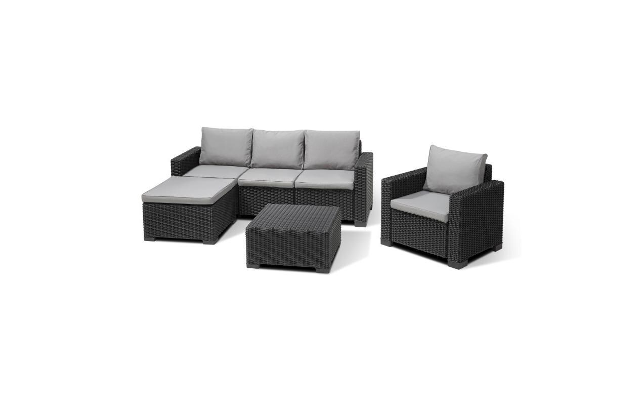 AlliBERT California 3er Sofa, Graphit, inkl. Kissen