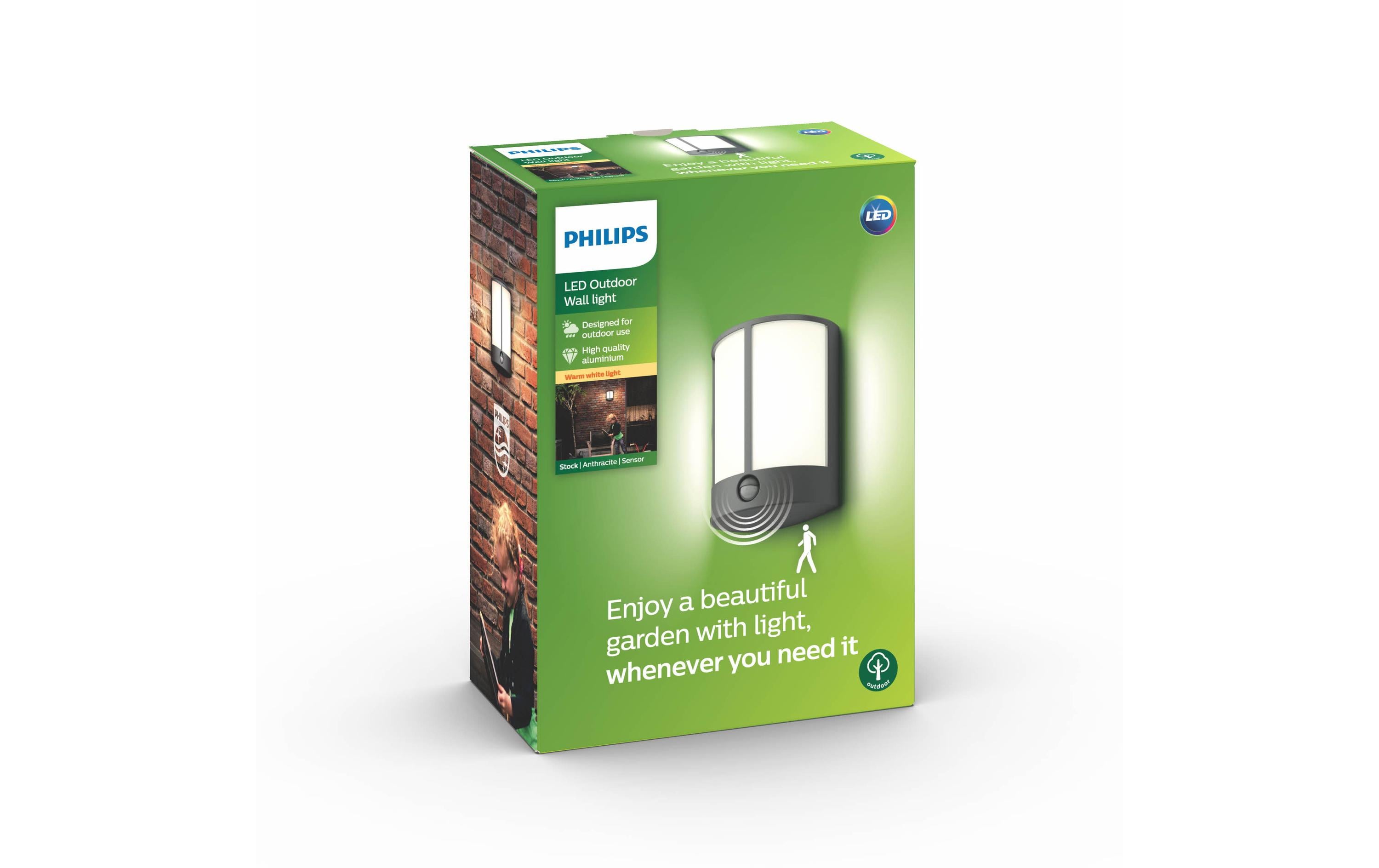 Philips myGarden Wandleuchte Stock, 600 lm, Anthrazit + Sensor