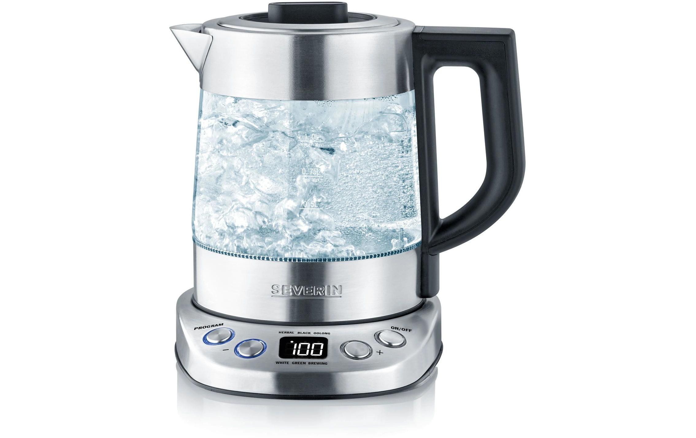 Severin Wasserkocher Delux Mini WK 3473 1 l, Silber/Transparent