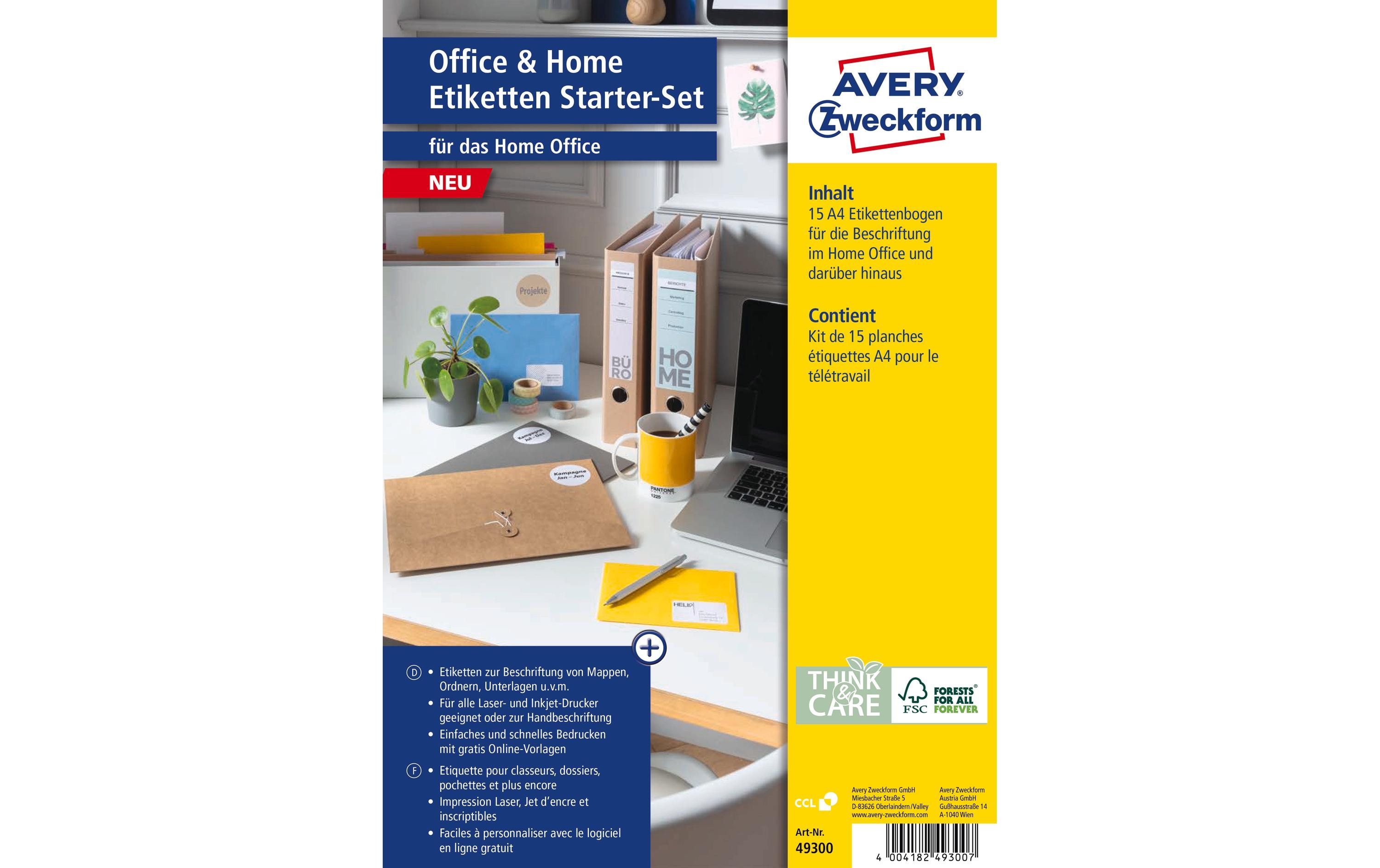 Avery Zweckform Universal-Etiketten Starter Set 15 A4 Blatt