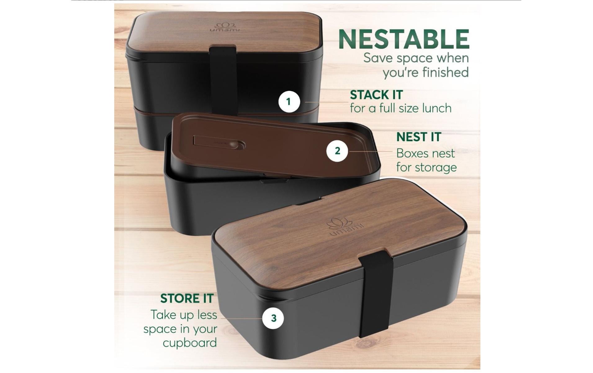 Umami Lunchbox Nestable L Walnut Black