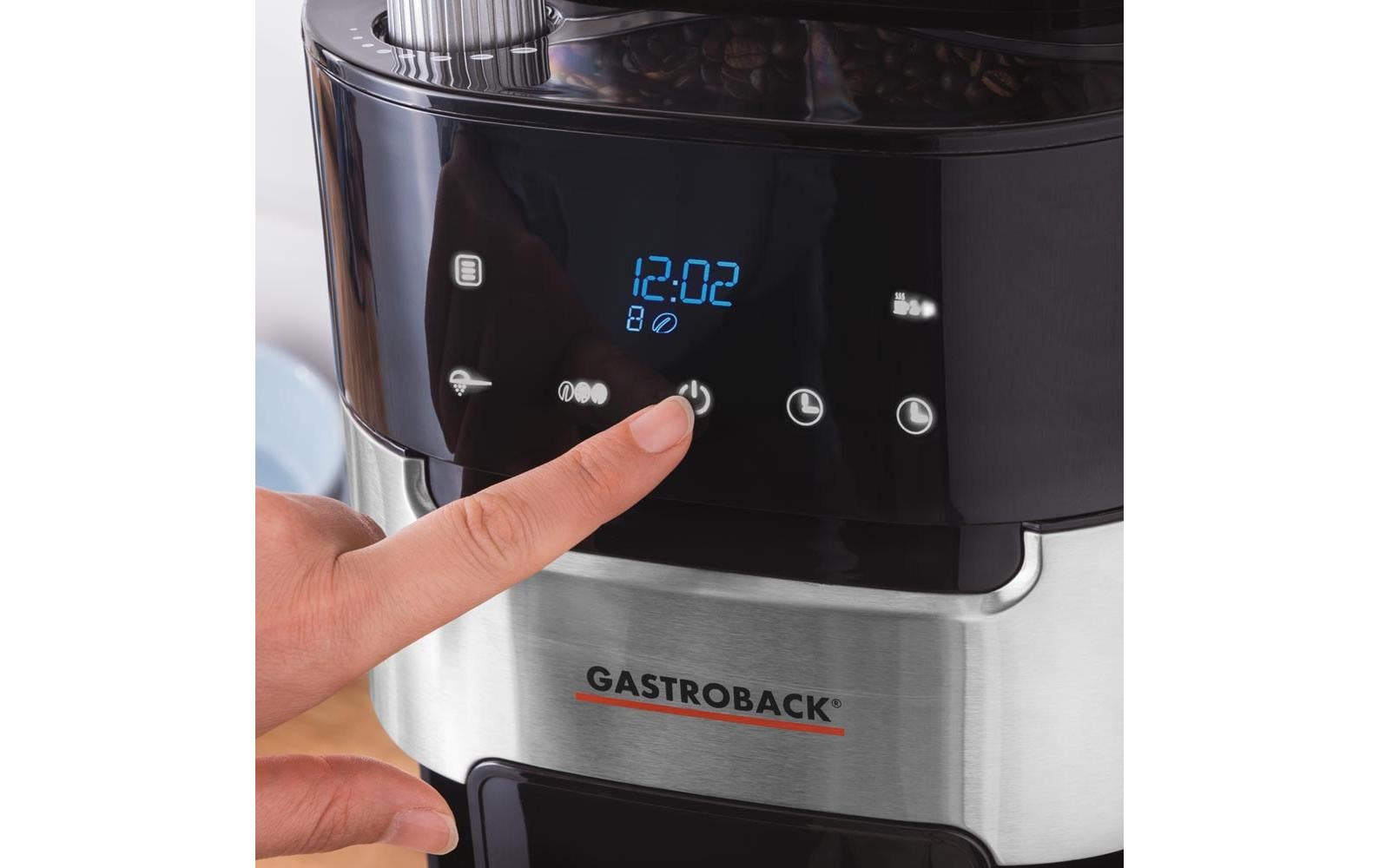 Gastroback Filterkaffeemaschine Grind & Brew Pro Thermo Schwarz/Silber