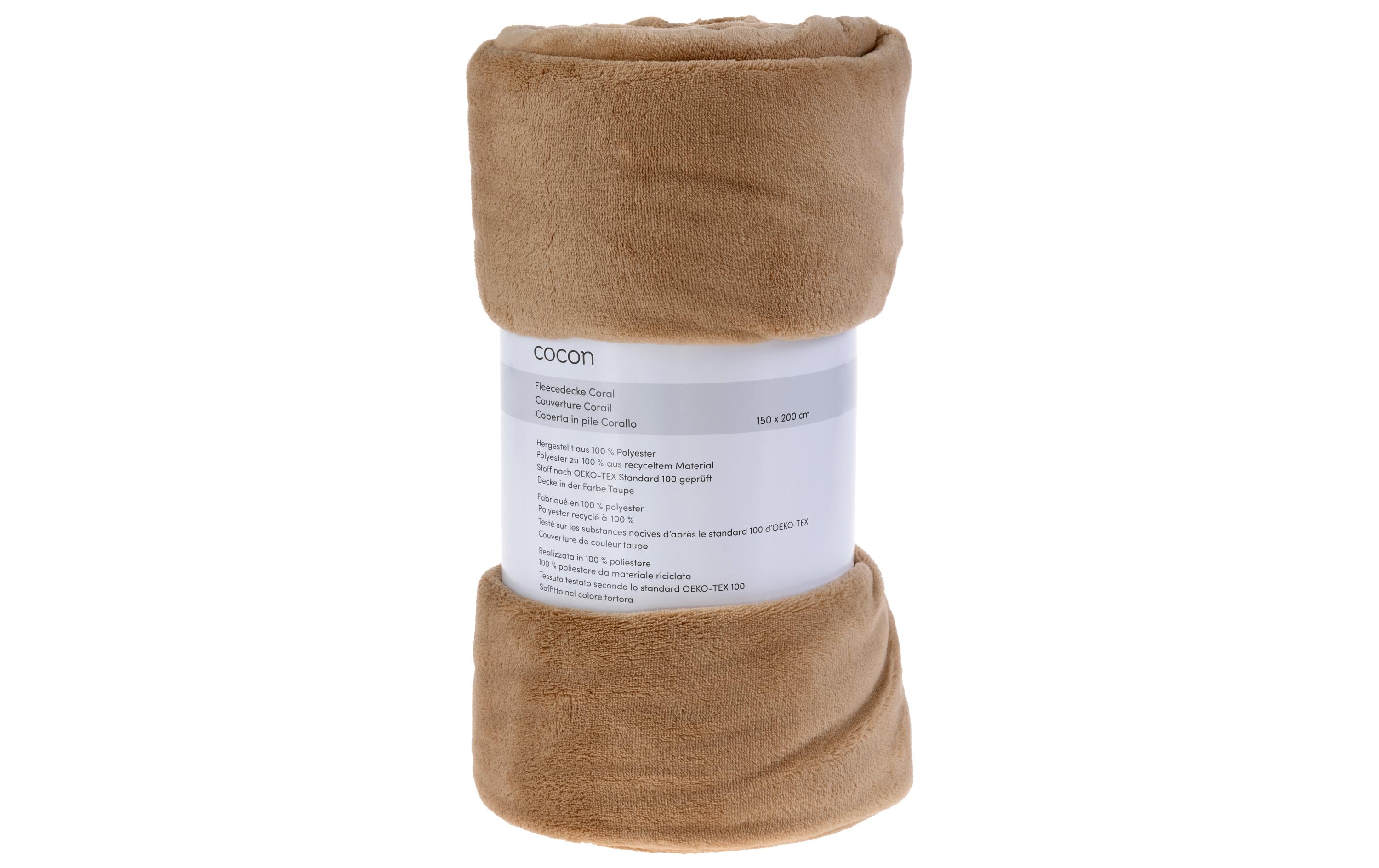 COCON Decke Fleece Coral 150 x 200 cm, Taupe