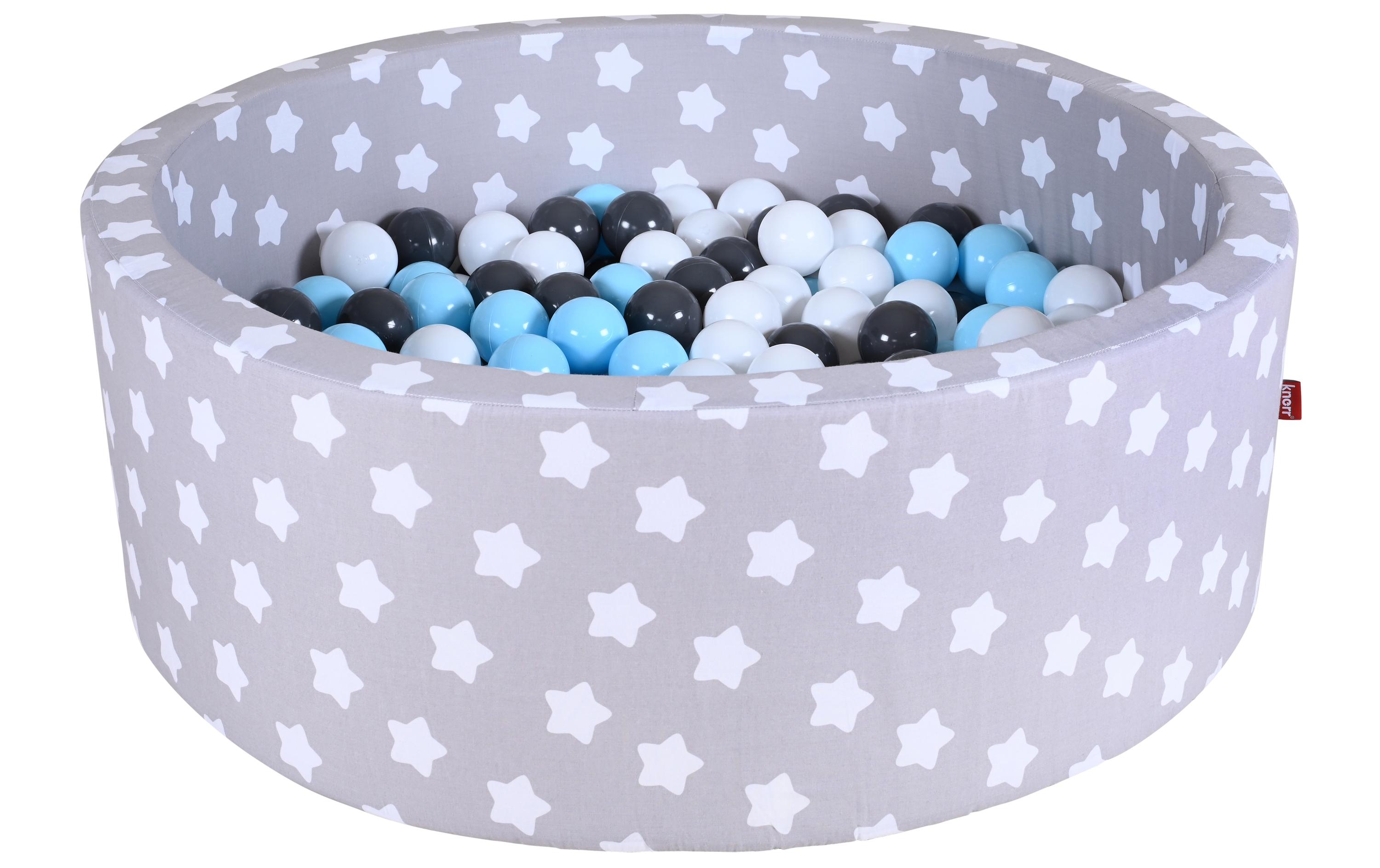 Knorrtoys Bällebad Grey White Stars 300 Bälle creme/grey/lightblue