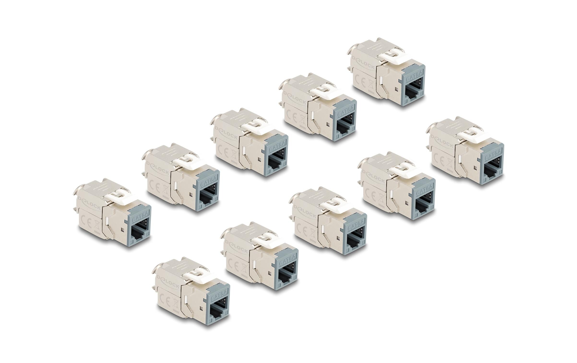 Delock Keystone-Modul RJ45 zu LSA Cat.6A Grau, 10 Stück