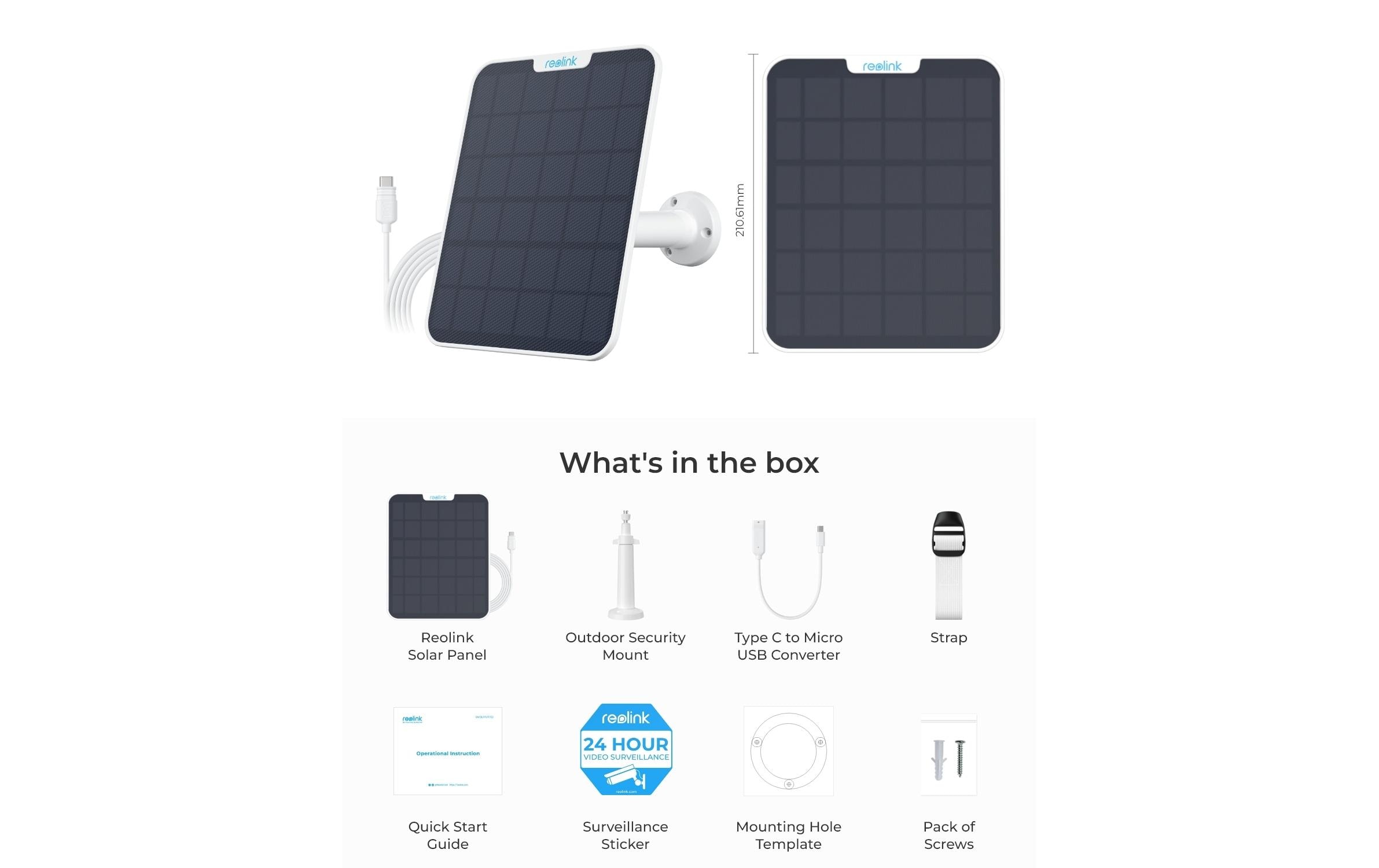 Reolink Zubehör Solarpanel 2 mit USB-C Anschluss