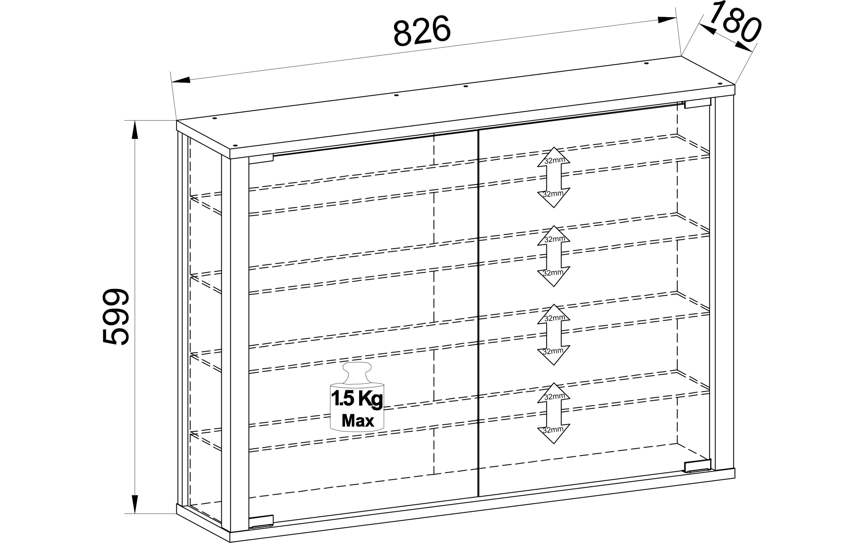 VCM Vitrine Vitrosa L 82.6 x 59.9 cm, Anthrazit