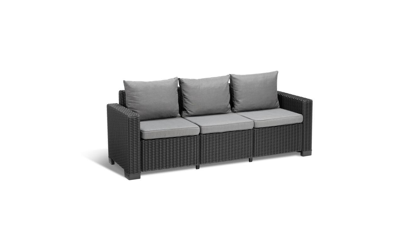 AlliBERT California 3er Sofa, Graphit, inkl. Kissen