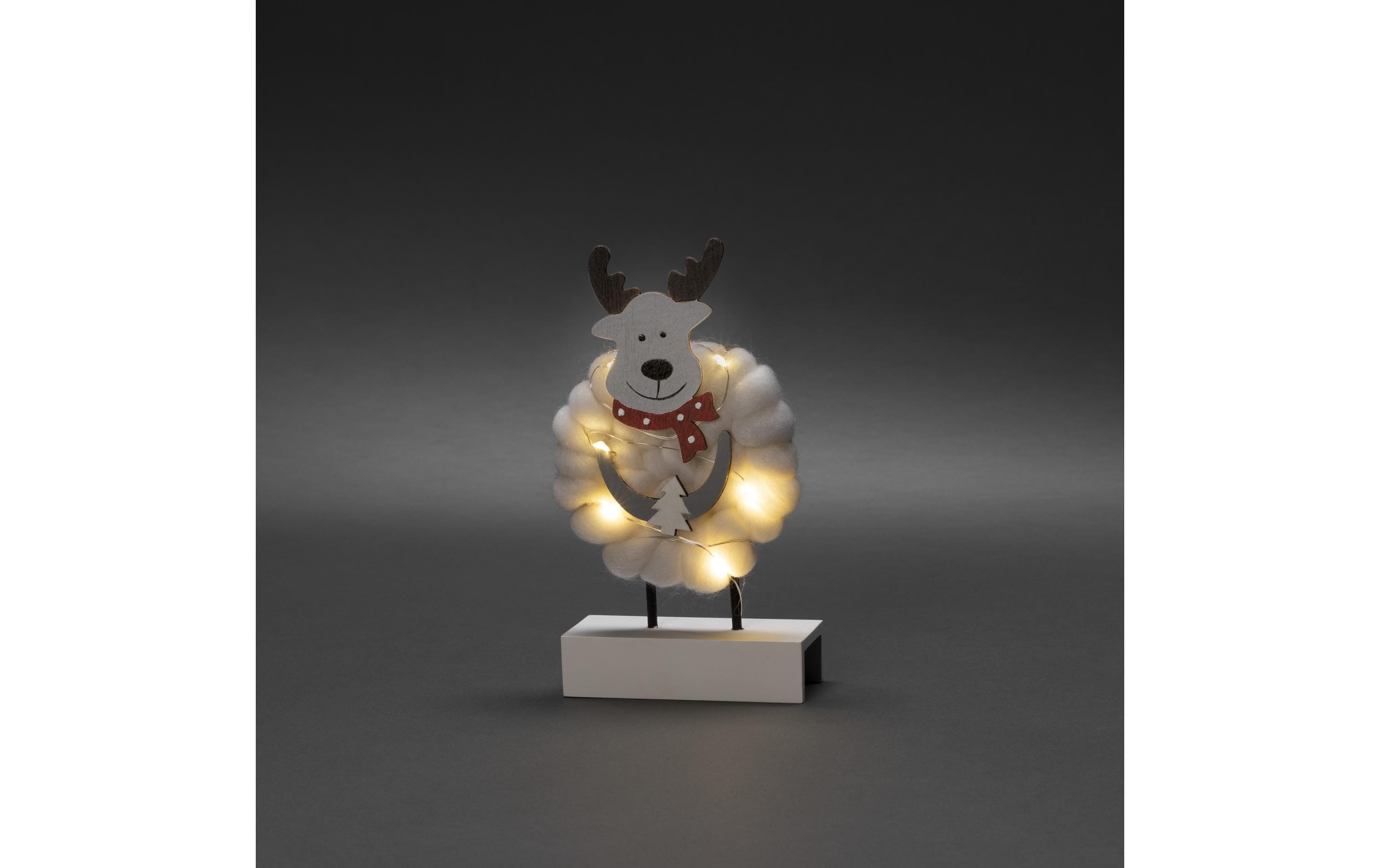 Konstsmide LED-Figur Elch, Holz & Baumwolle, 6 LED