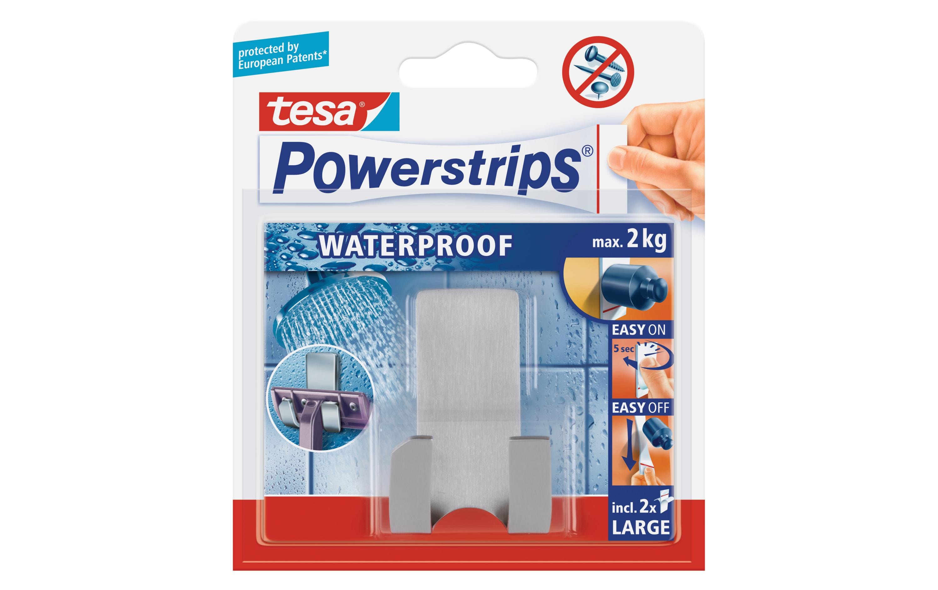 tesa Haken Powerstrips WP 2 kg Rasiererhalter Silber