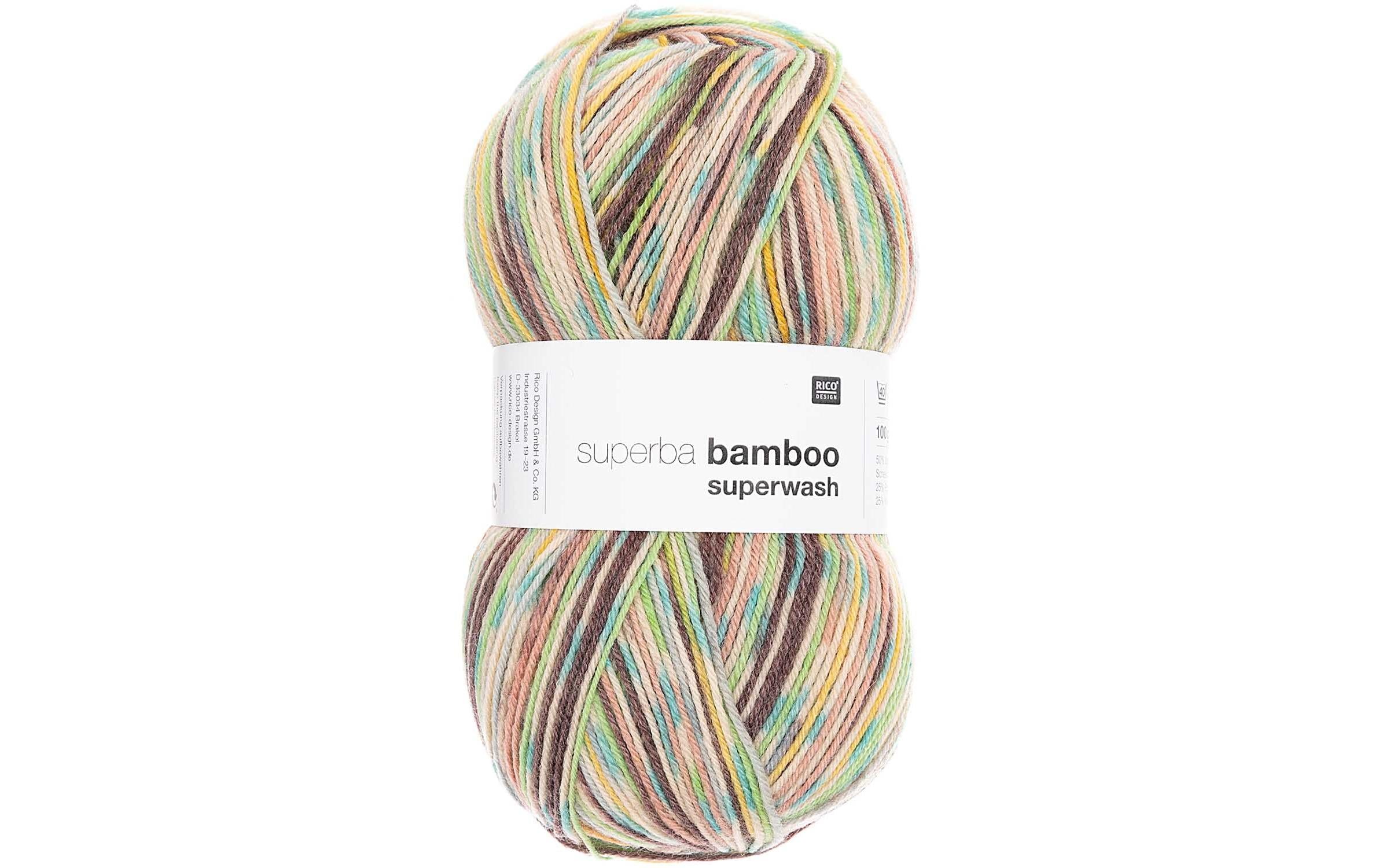 Rico Design Wolle Bamboo für Socken 4-fädig, 100 g, Braun; Grün