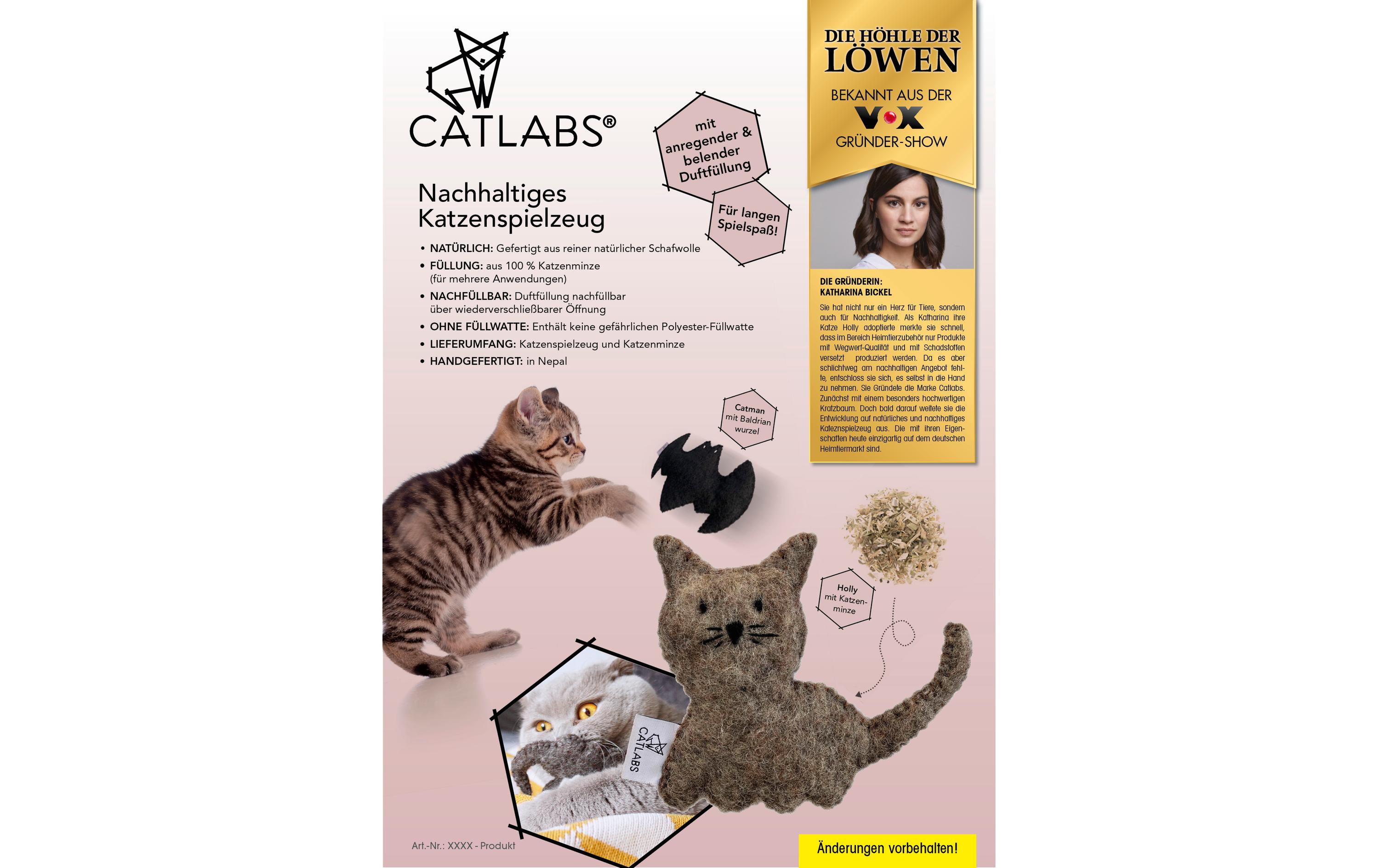 Catlabs Katzen-Spielzeug Flauschige Fledermaus mit Baldrianwurzel