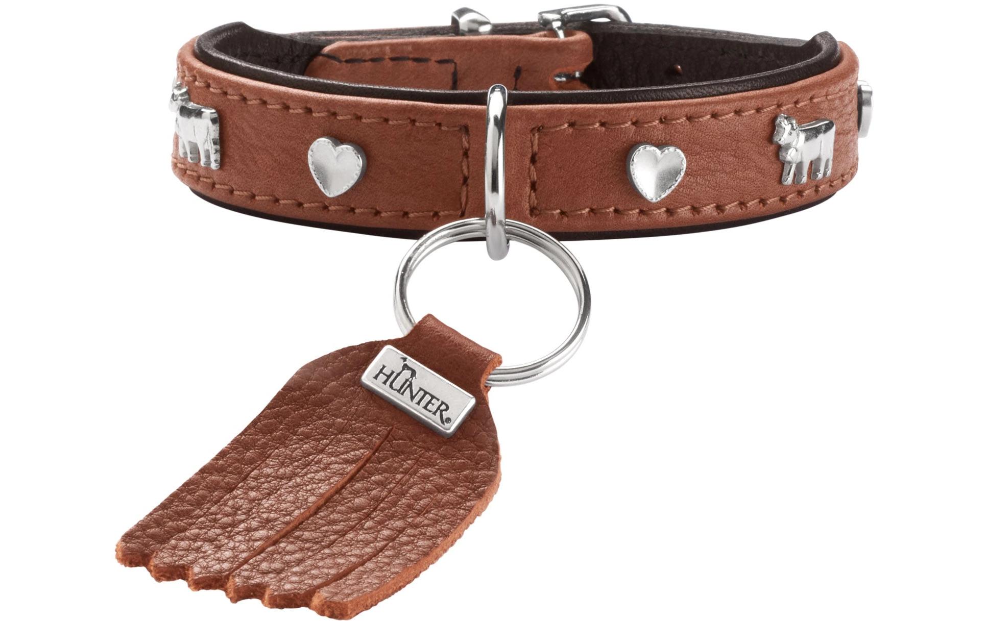 Hunter Halsband München Mini 27/XXS-XS, Rindsleder, Cognac/Schwarz