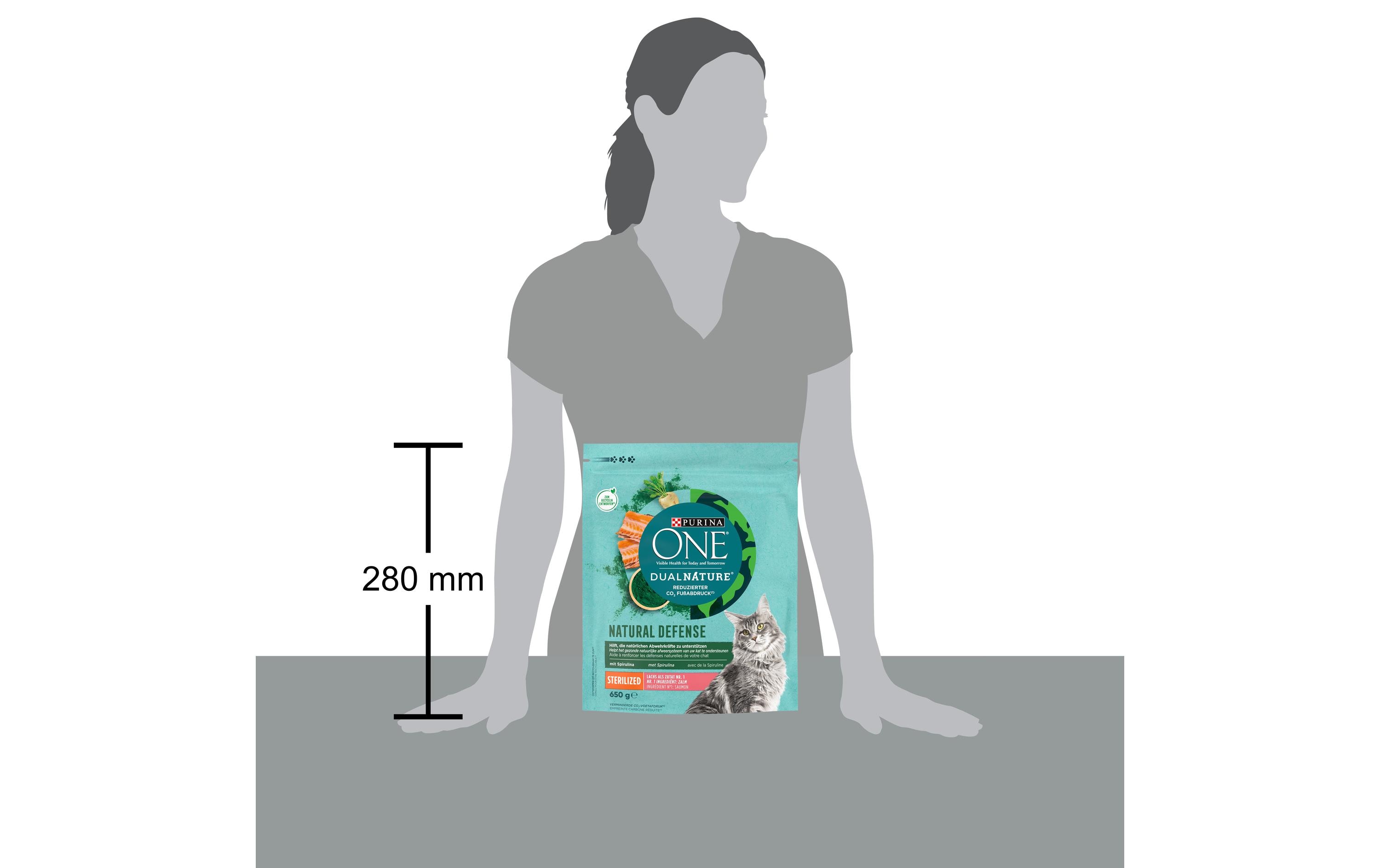 Purina ONE Trockenfutter Dual Nature Sterilised Lachs&Spirulina, 650g