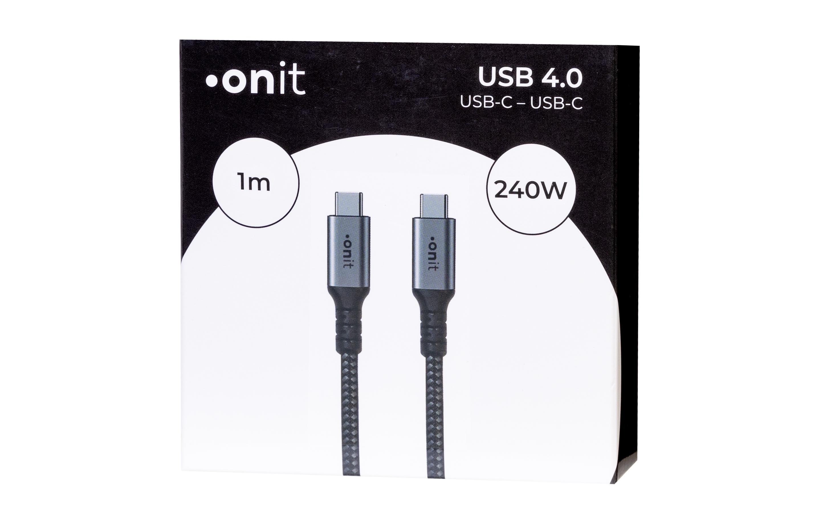 onit USB4-Kabel Premium USB C - USB C 1 m, Grau/Schwarz