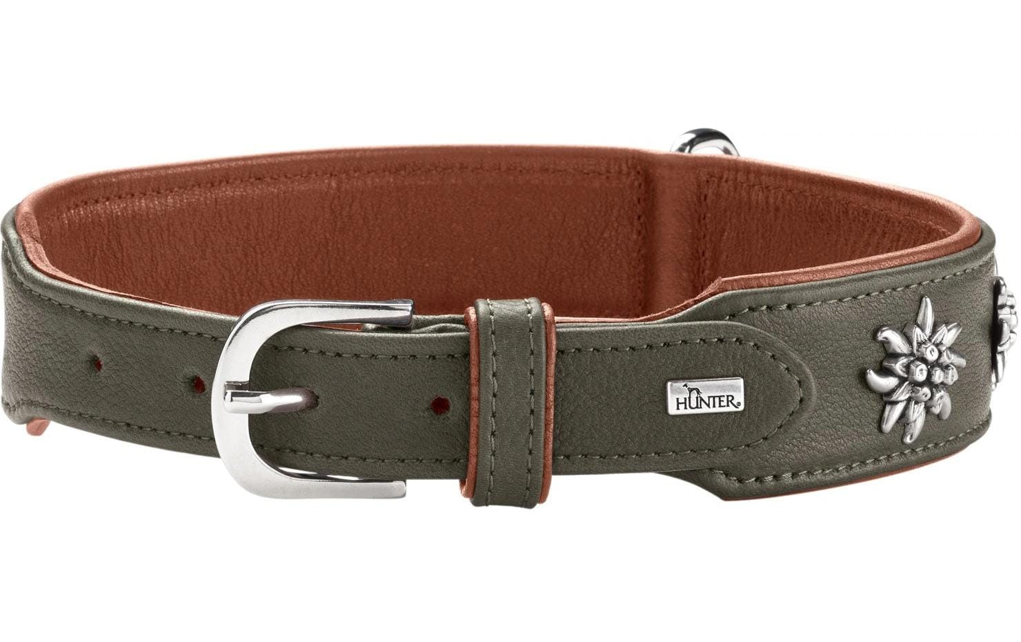 Hunter Halsband München 42/S, Rindsleder, Grün/Cognac