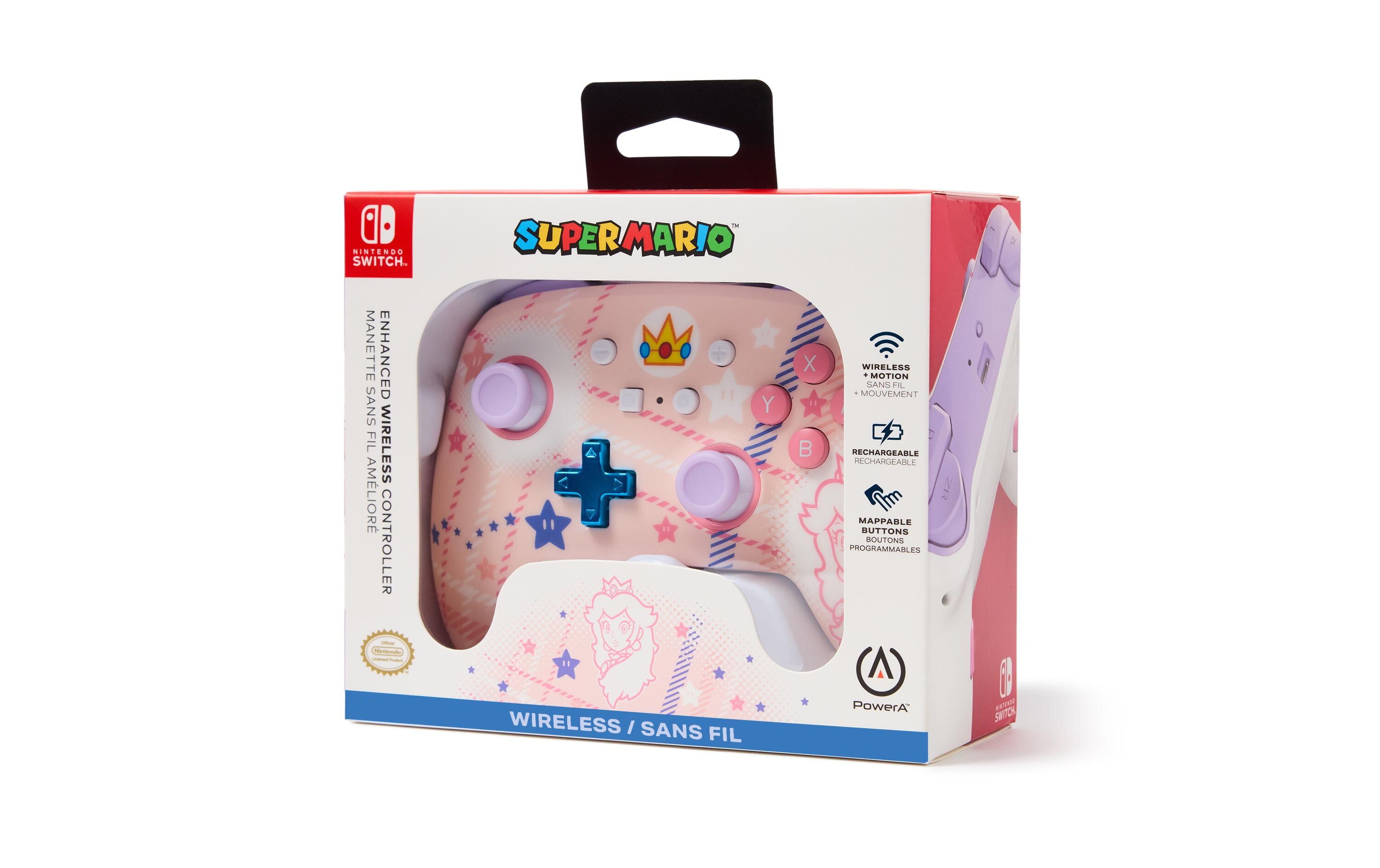 Power A Enhanced Wireless Controller Princess Peach Plaid