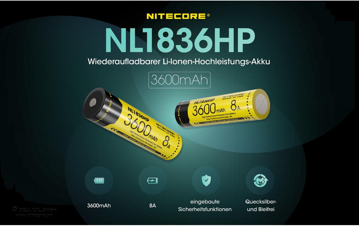 Nitecore Akku Li-Ion Akku Typ 18650 NL1836 HP