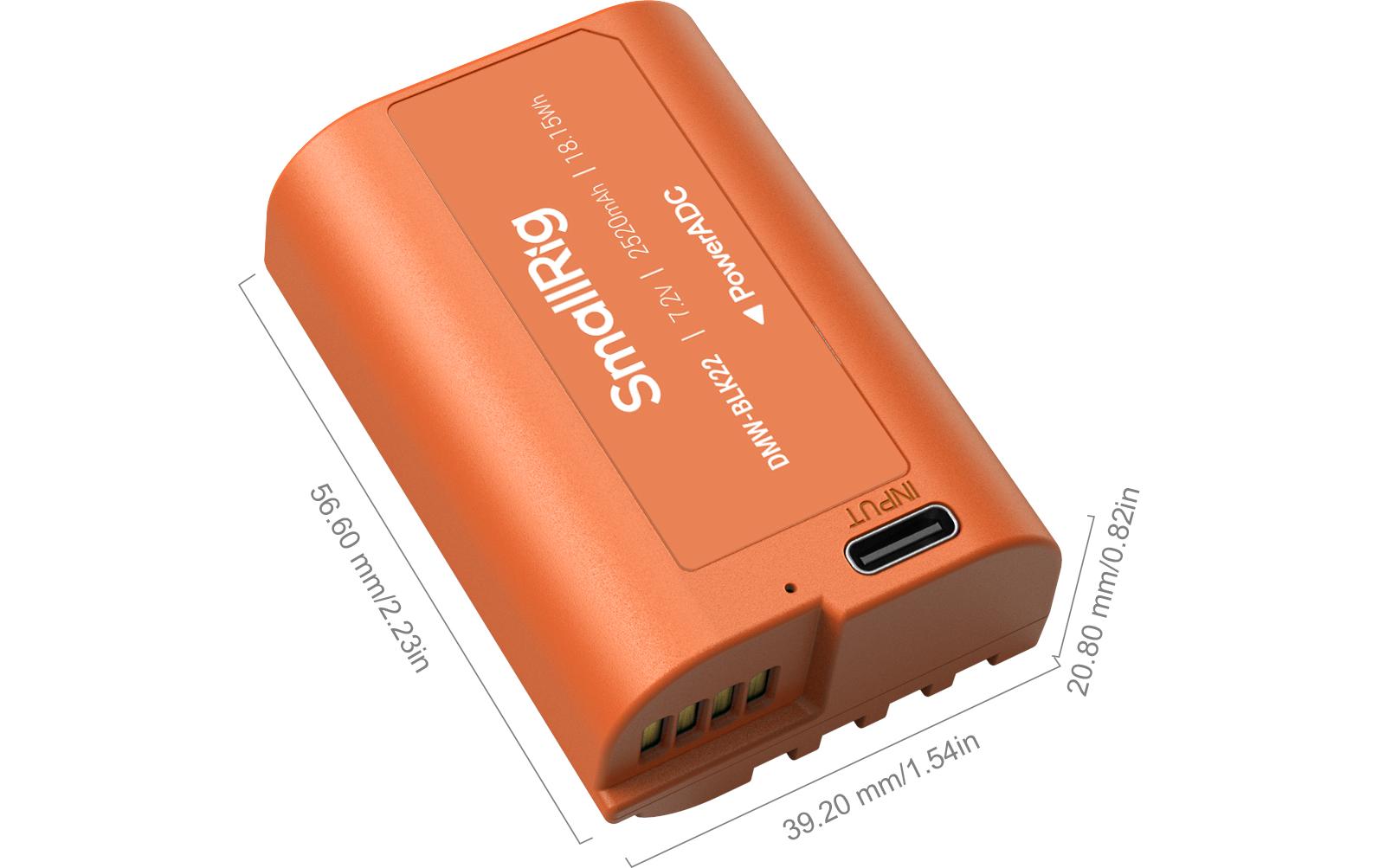 Smallrig Digitalkamera-Akku DMW-BLK22 USB-C Orange