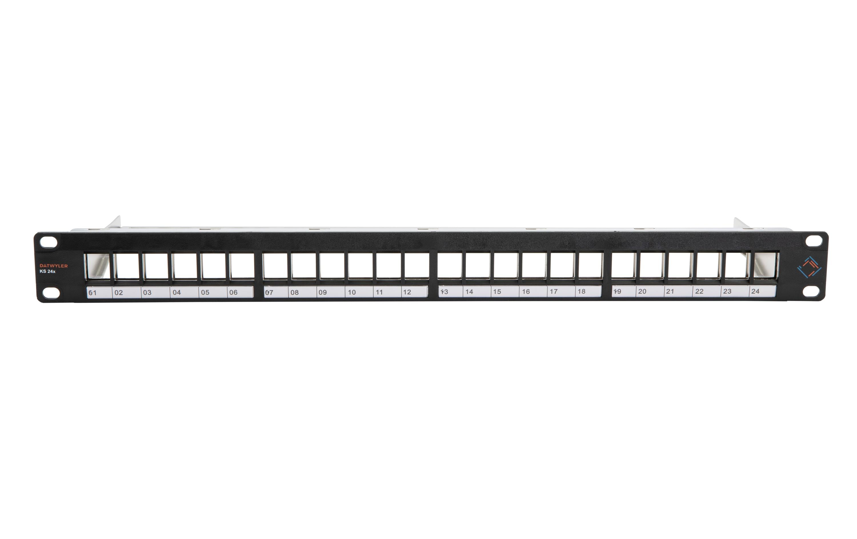 Dätwyler IT Infra Patchpanel KS 24x für 24x RJ45 Keystone 19 Rack schwarz