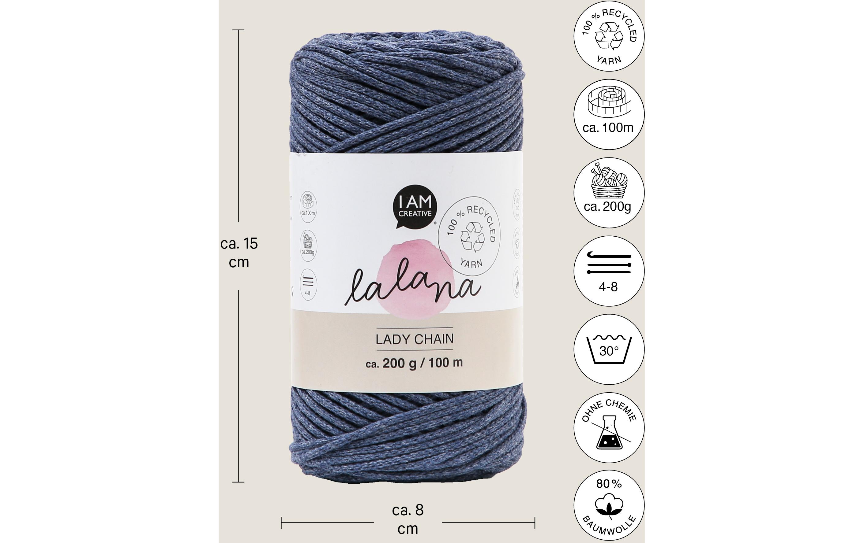 lalana Wolle Lady chain 200 g, Dunkelblau