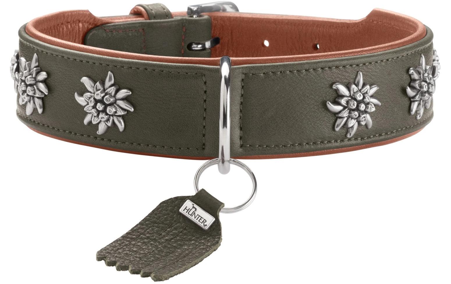 Hunter Halsband München 37/XS-S, Rindsleder, Grün/Cognac