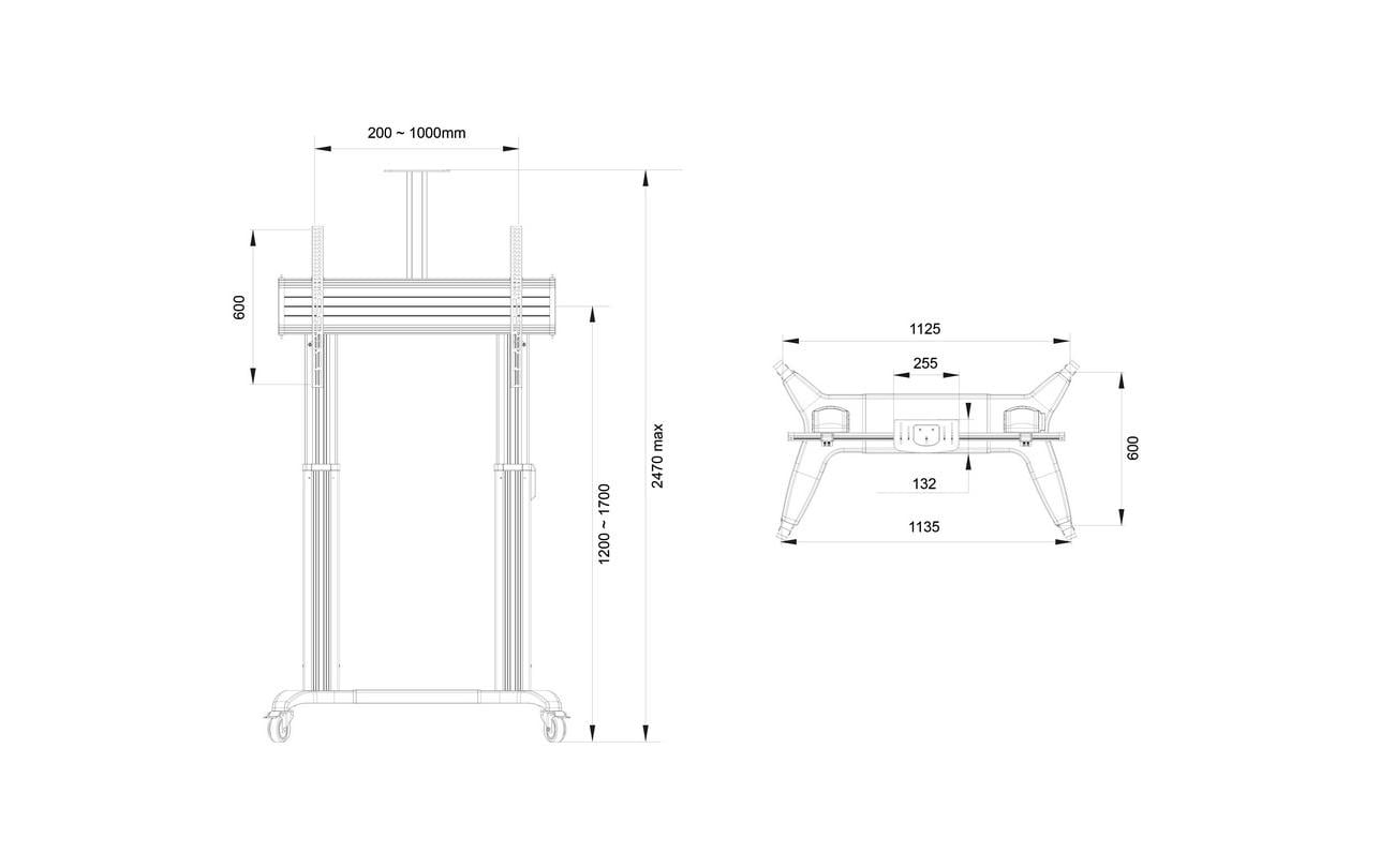 Multibrackets TV-Trolley M Motorized Public Dual Pillar 180 HD Schwarz