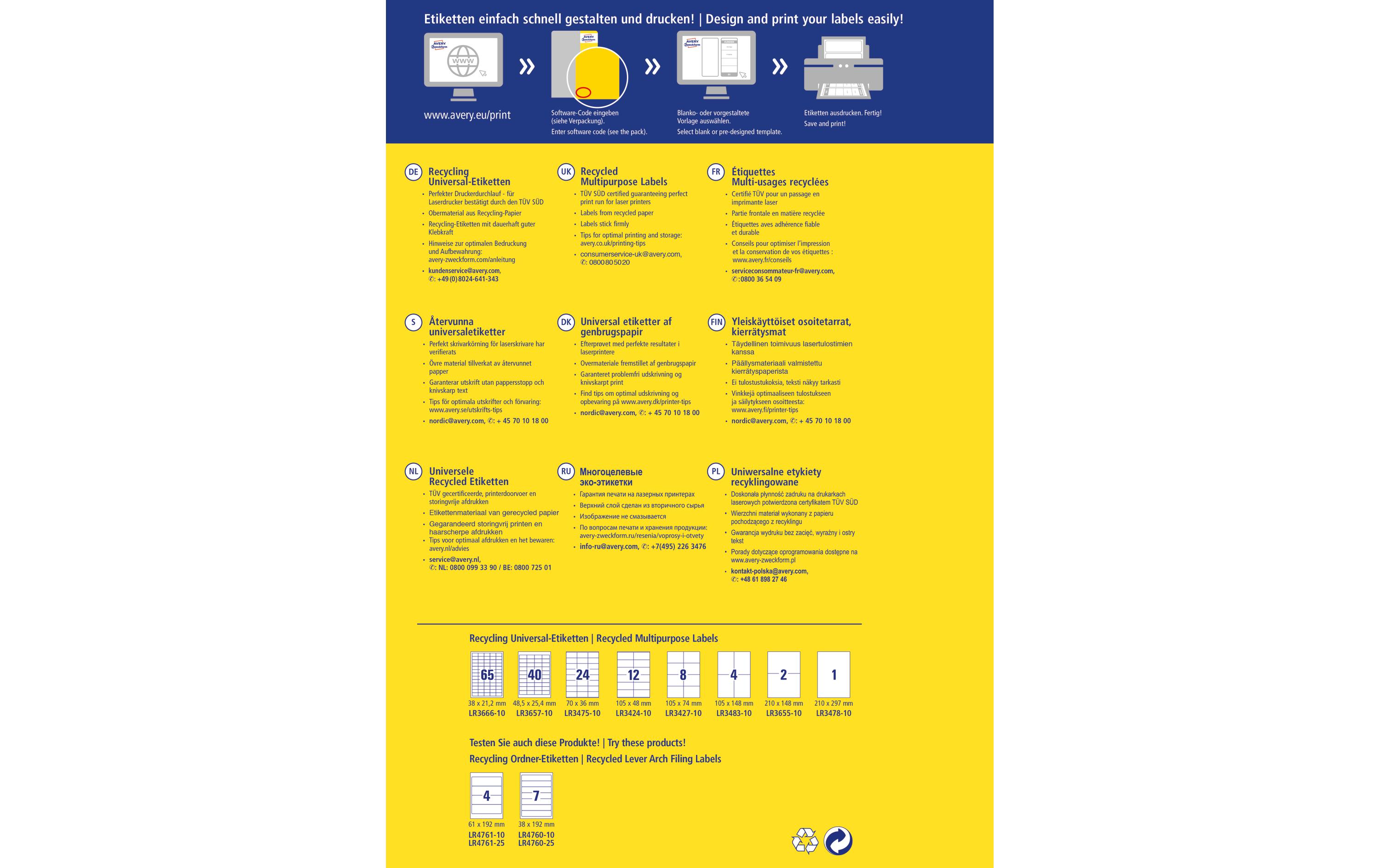 Avery Zweckform Universal-Etiketten LR3655 210 x 148 mm, 10 Blatt