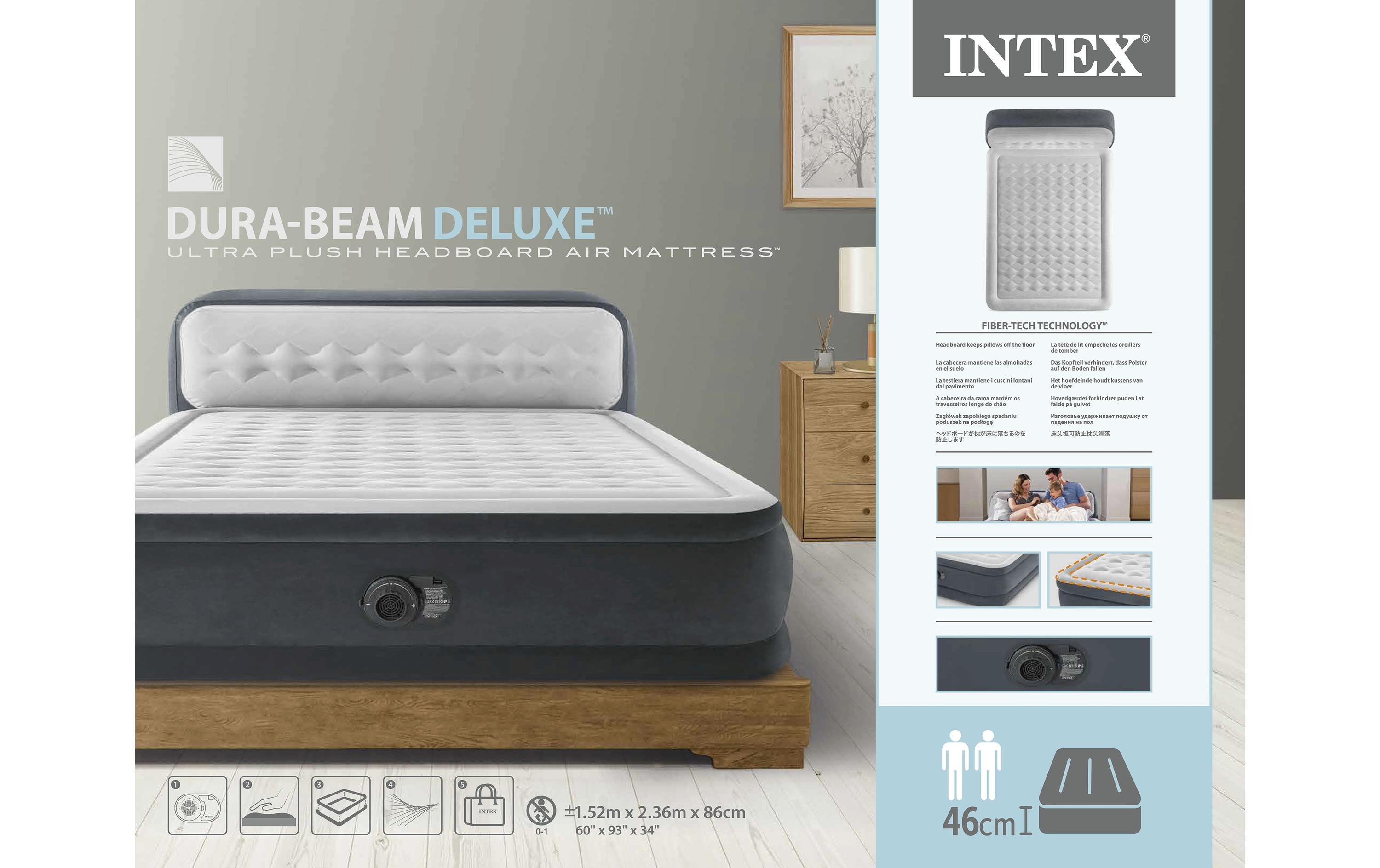 Intex Luftbett Dura Beam mit Headboard Queen 152 x 236 x 46 cm