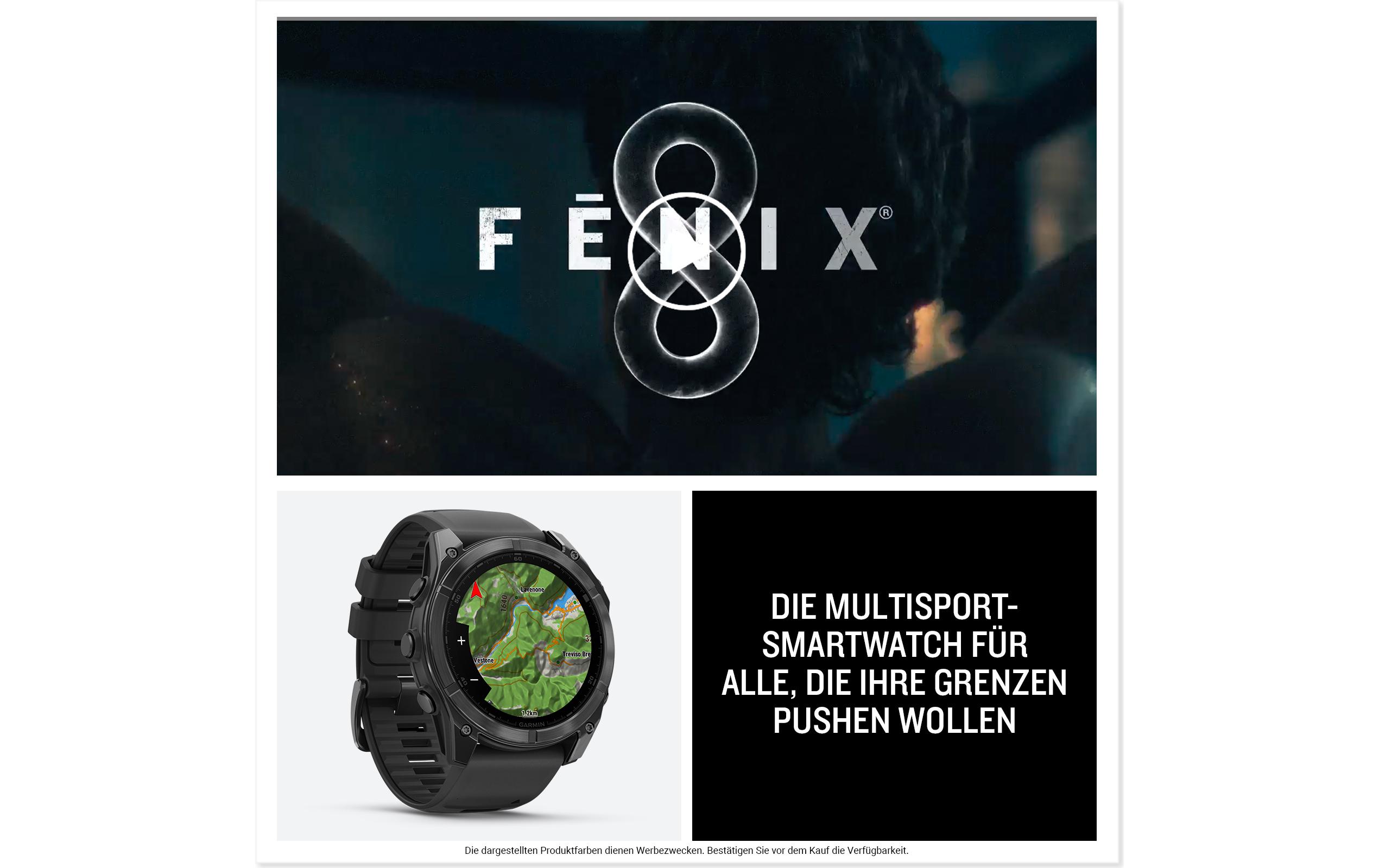 GARMIN Sportuhr Fenix 8 AMOLED, 47 mm Schwarz/Schiefergrau