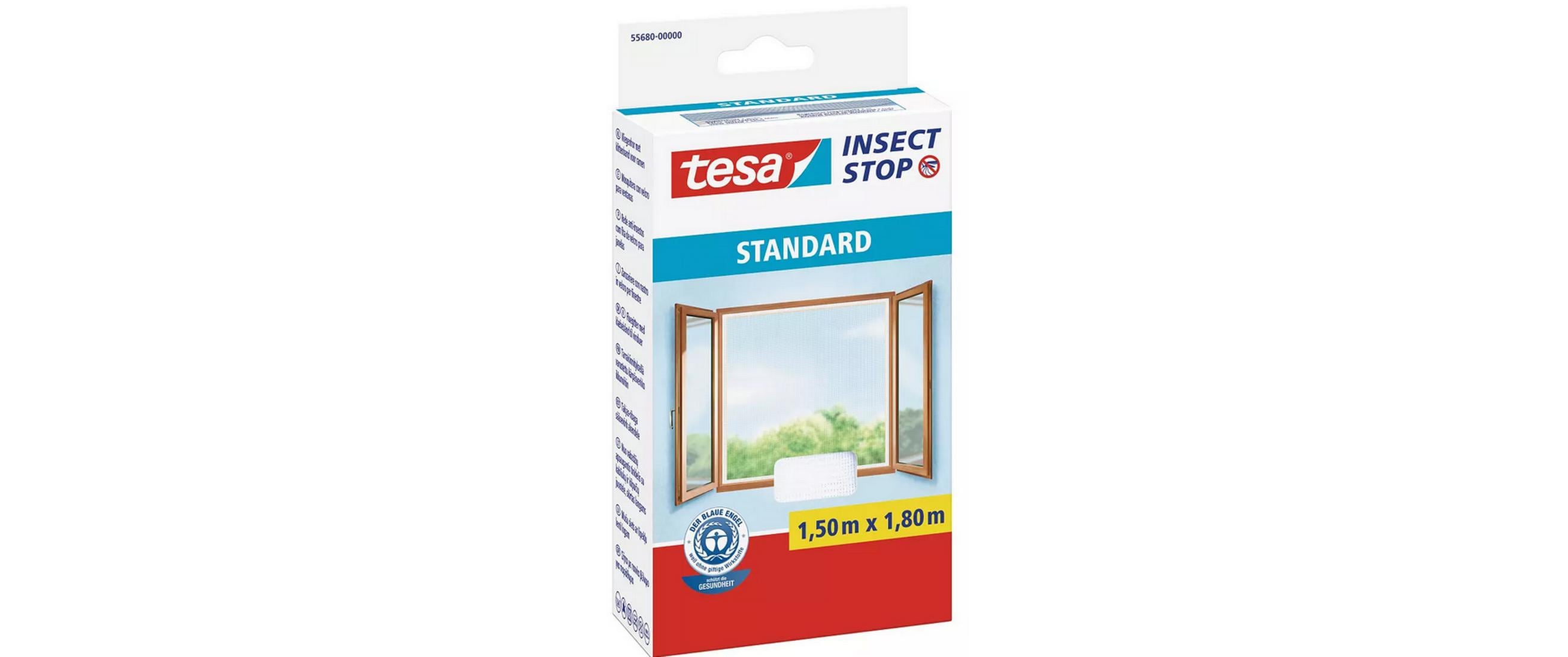 tesa Fliegengitter -Set Standard, 2x 1.5 m x 1.8 m, Weiss