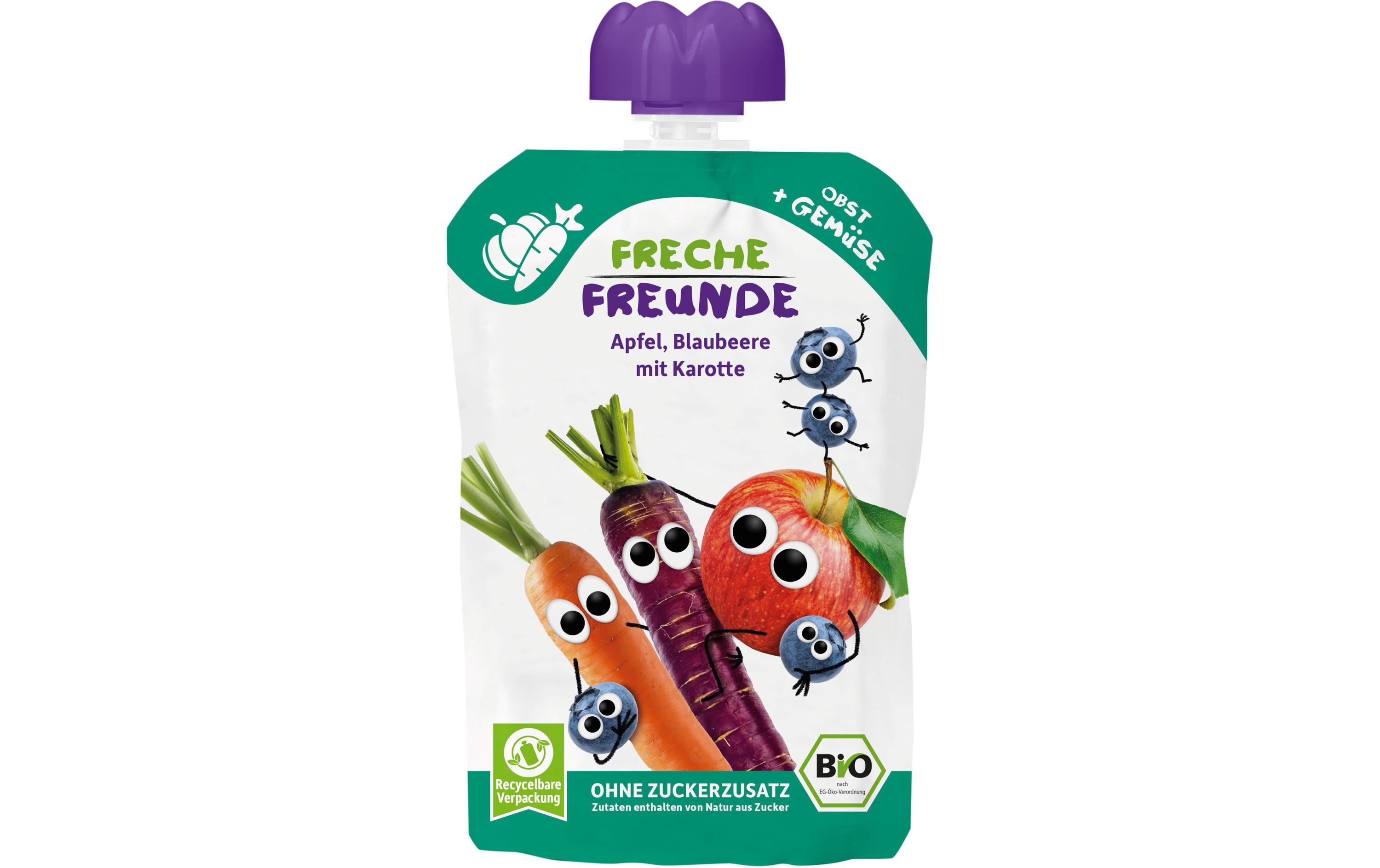 Freche Freunde Quetschbeutel Apfel, Blaubeere, Karotte 100 g