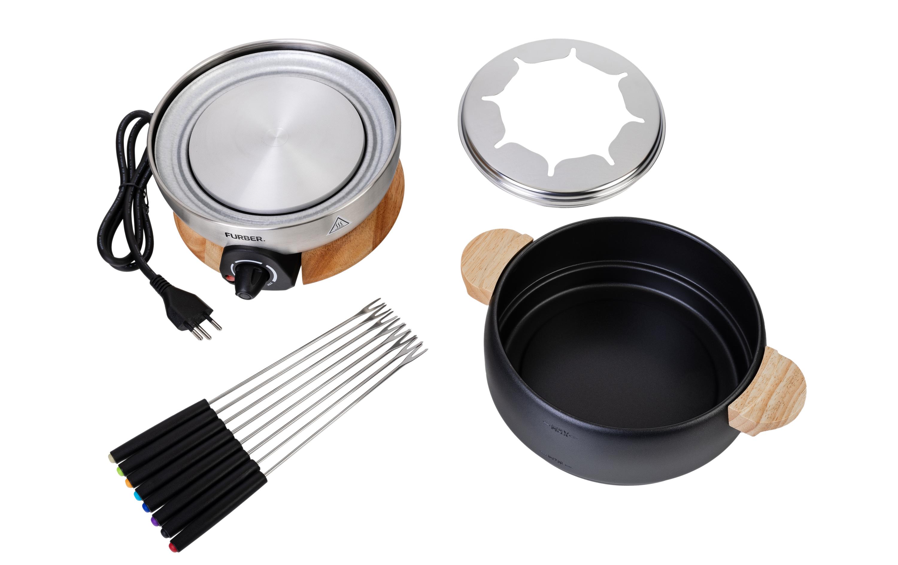 FURBER Fondue-Set Chalet 11 Teile, Schwarz/Silber