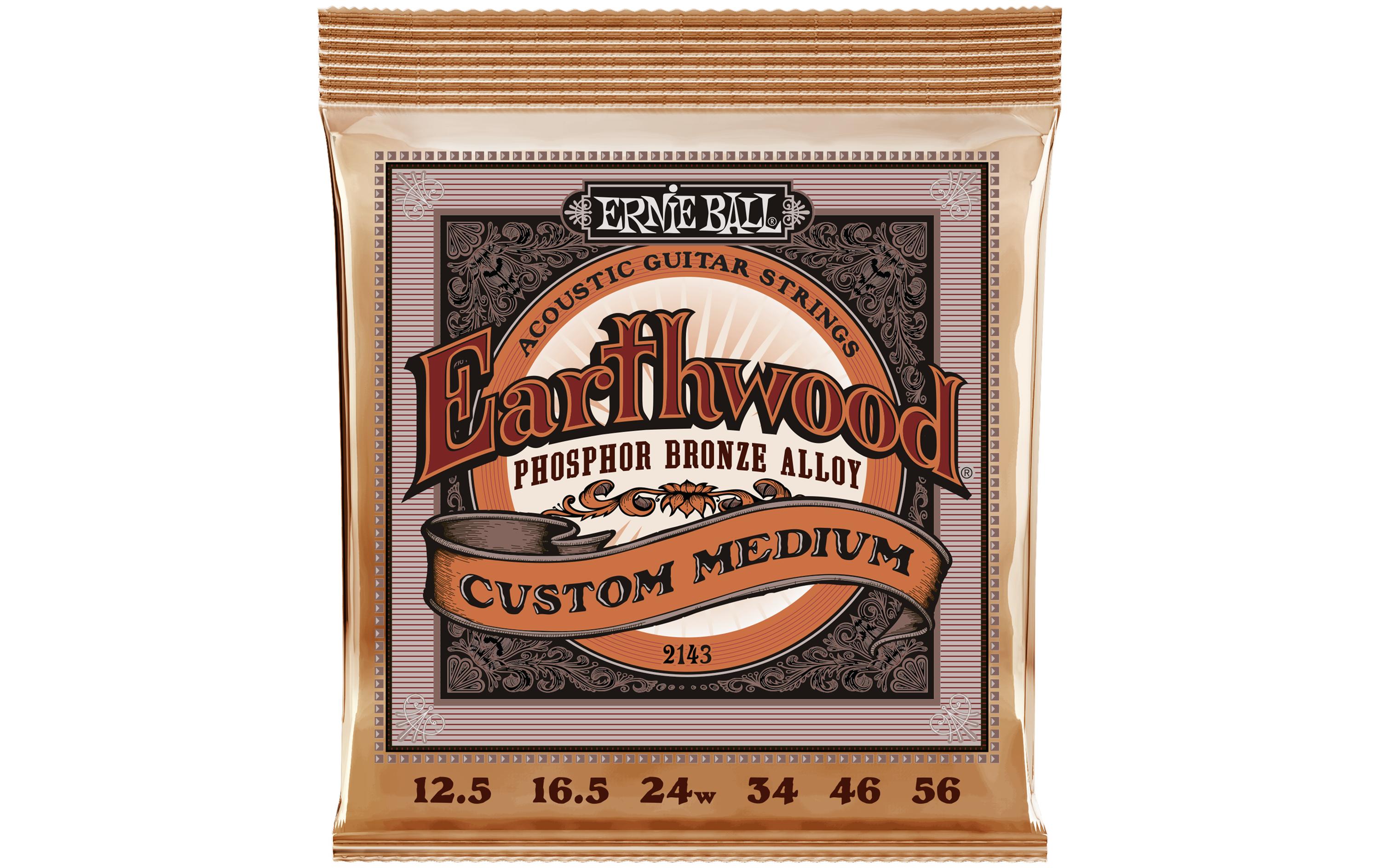 Ernie Ball Gitarrensaiten 2143 Earthwood PB – Custom Medium 12.5-56