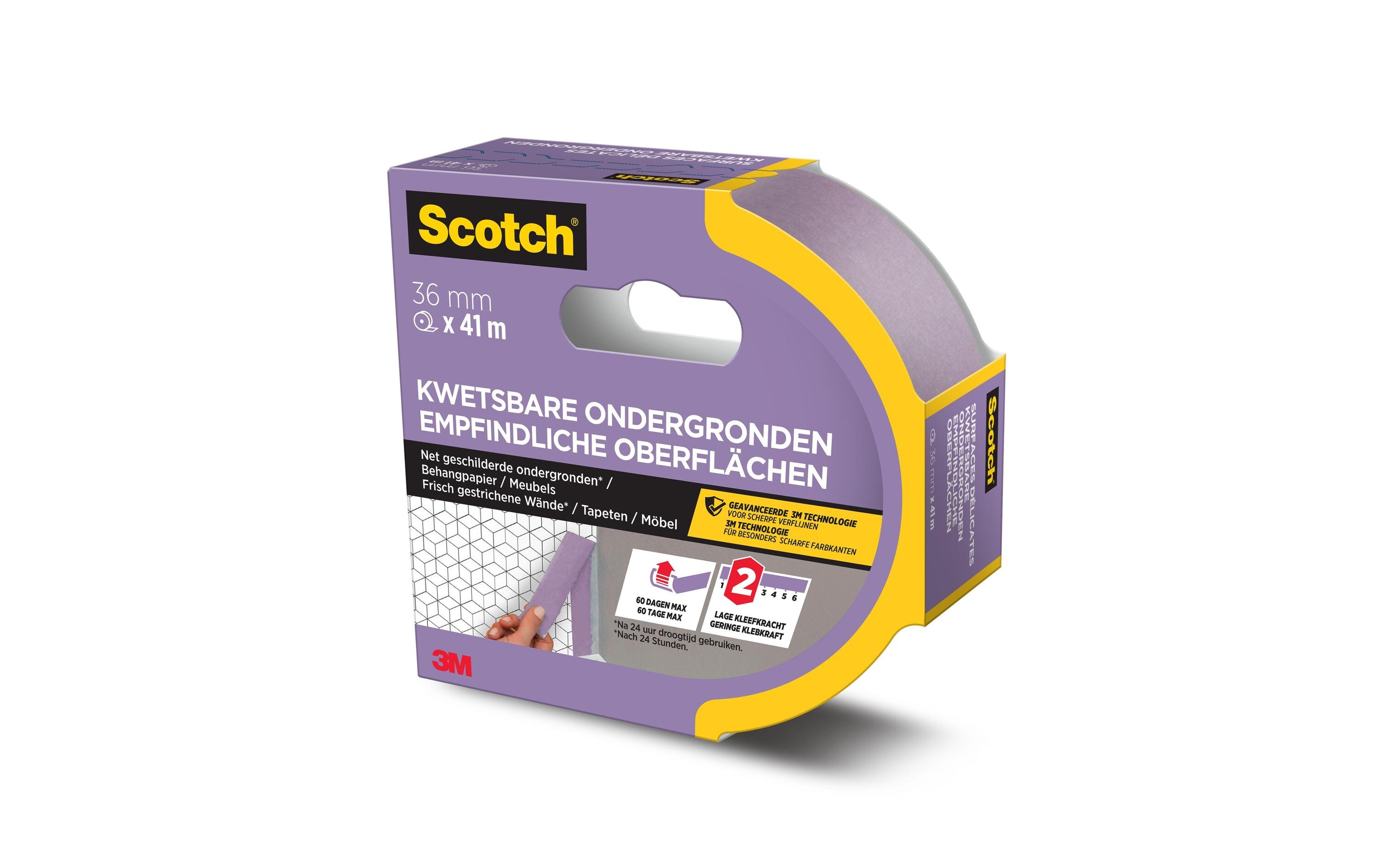 3M Malerabdeckband Scotch SENSITIVE SURFACE, 36 mm x 41 m, Rosa