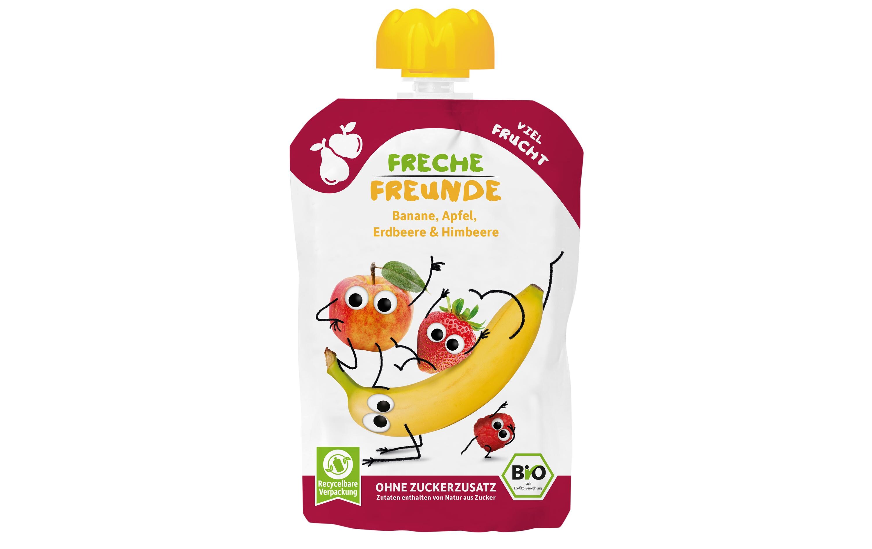 Freche Freunde Quetschbeutel Banane, Apfel, Erdbeere, Himbeere 100 g