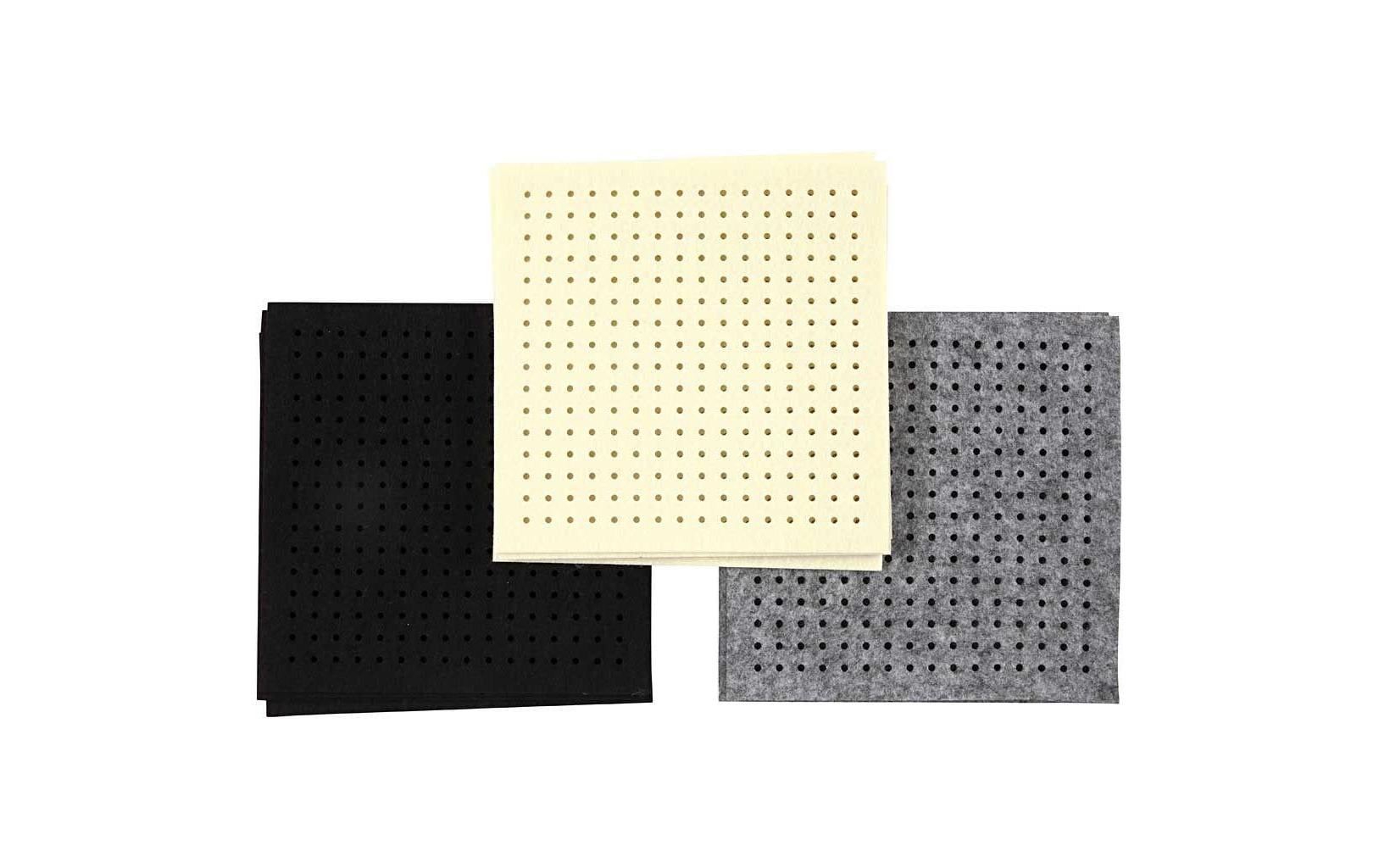 Creativ Company Bastelfilz 3 mm, 20 x 20 cm, 12 Blatt, Grau/Schwarz/Beige